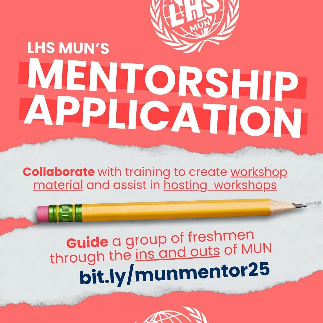 apply for lynbrook mun&rsquo;s MENTORSHIP PROGRAM to guide freshmen on the ins &amp; outs of MUN 📝 you&rsquo;ll be able to create workshop material and help out the club in many ways!