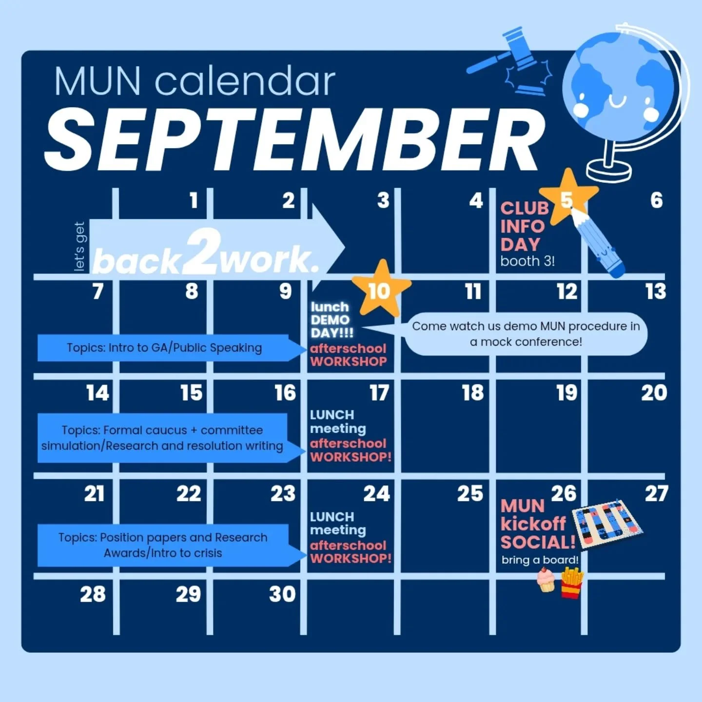 Hey Lynbrook! Check out our SEPTEMBER calendar ⭐⭐ Make sure to come out to our FIRST meeting of the year this Wednesday!