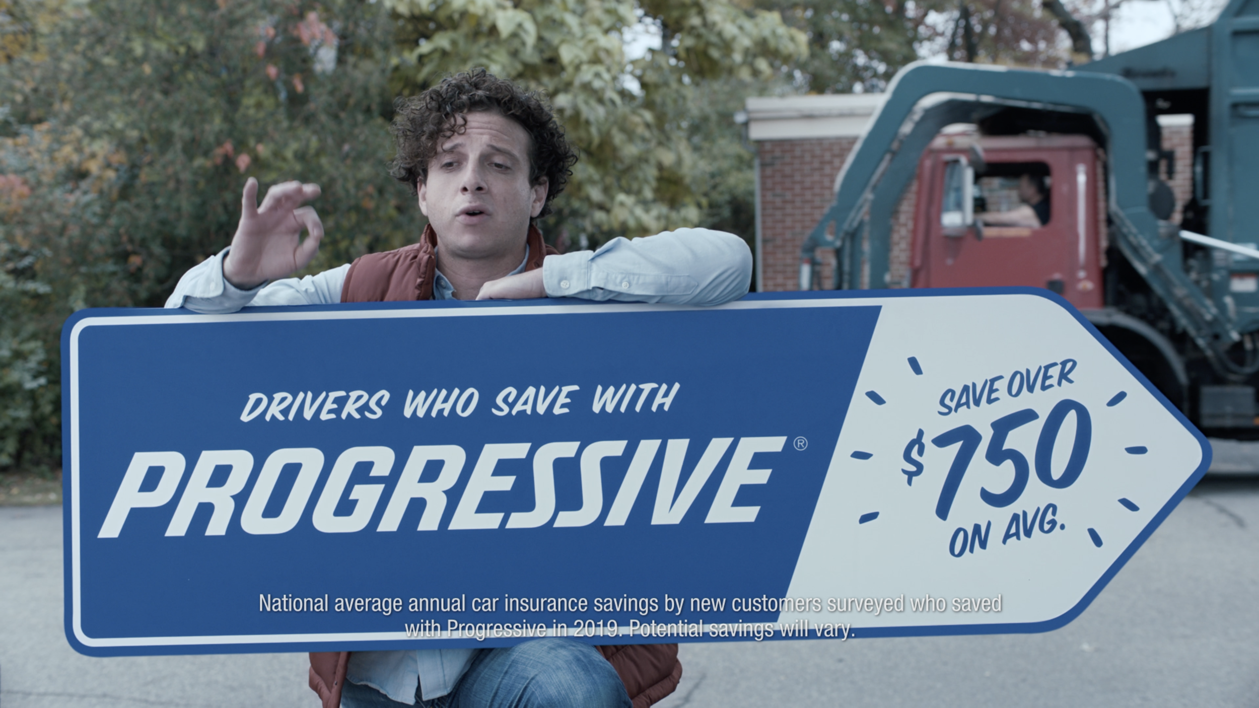 Max Ganet, actor, in Progressive Insurance Sign Spinner national ad campaign