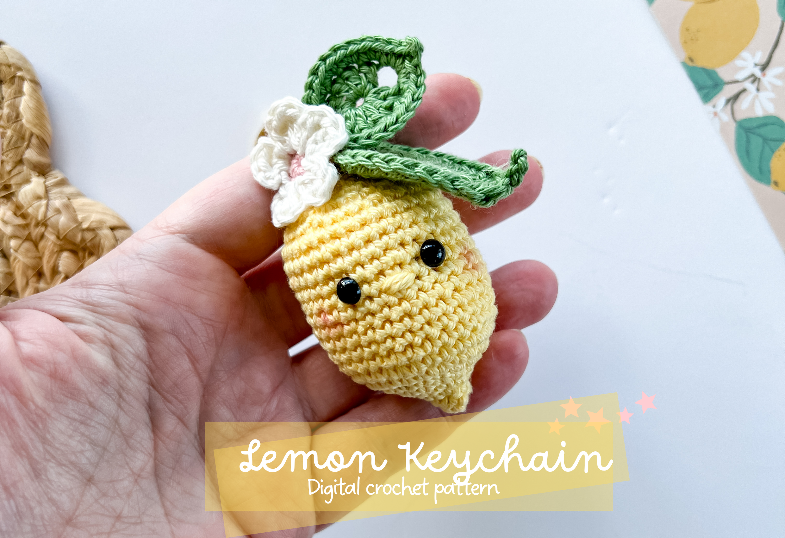 Crochet Lemon Keychain – Easy Mini Amigurumi Fruit Charm Pattern (Beginner-Friendly PDF)