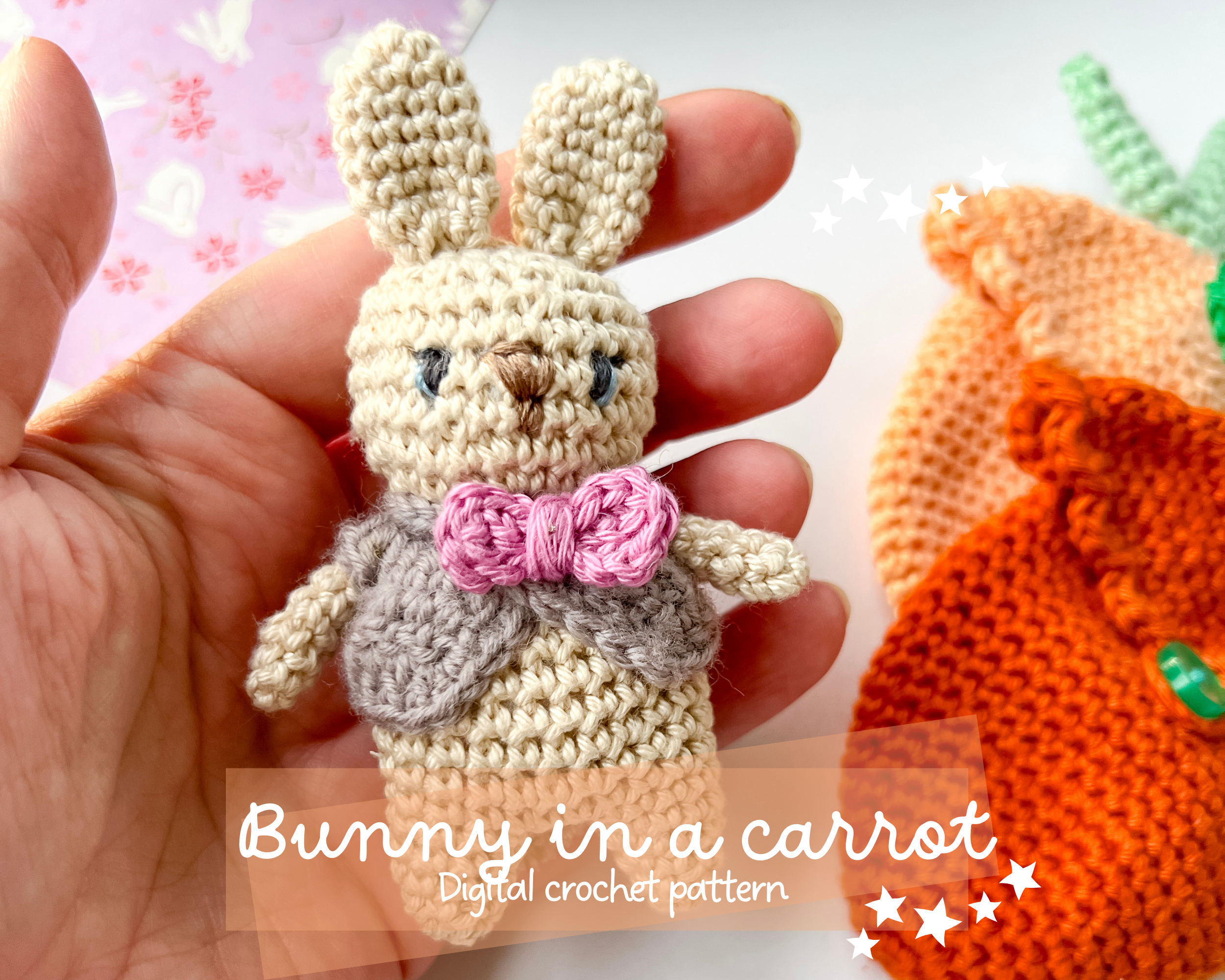 PDF PATTERN: Bunnies in Carrots, Crochet pattern