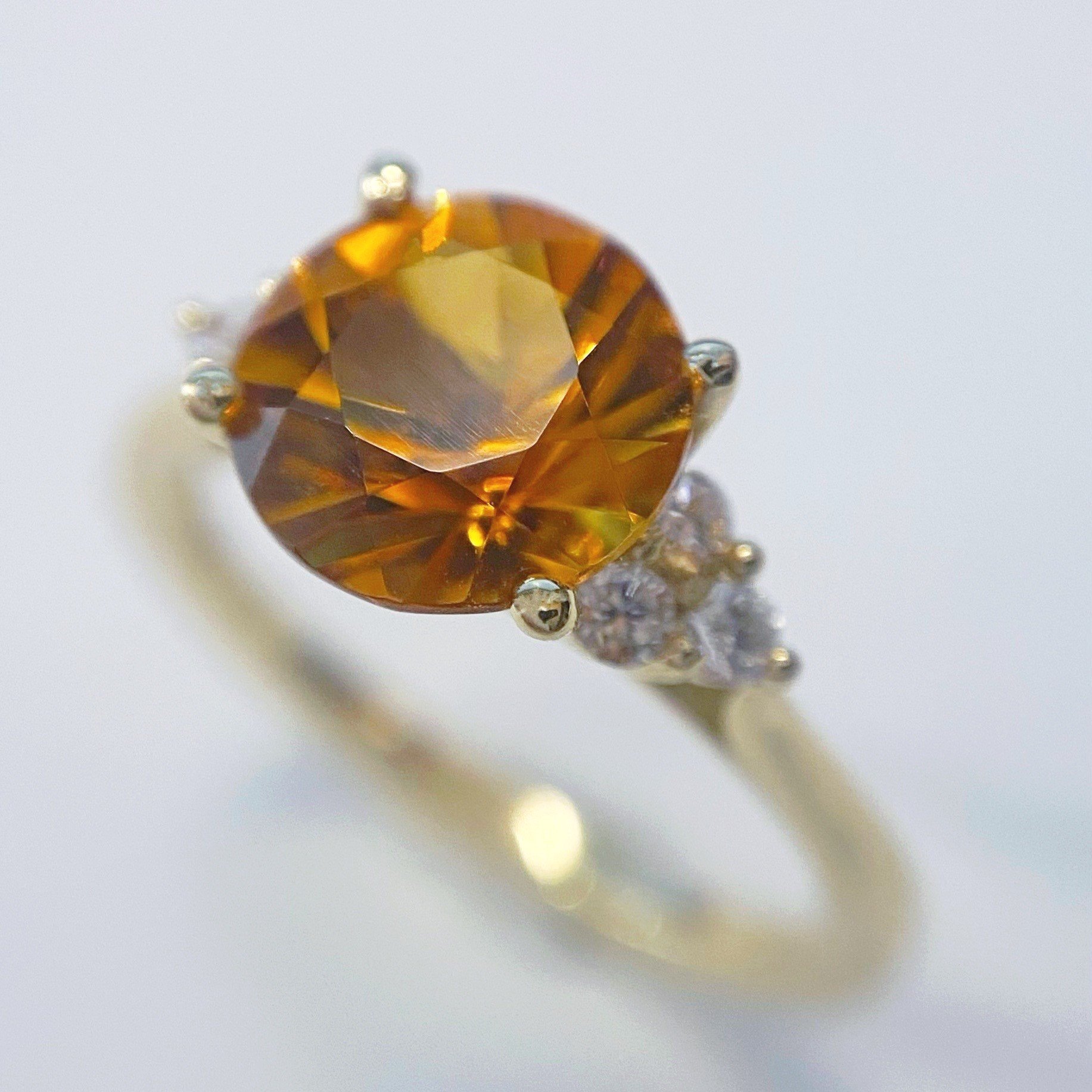 Citrine and diamond seven stone purity ring
