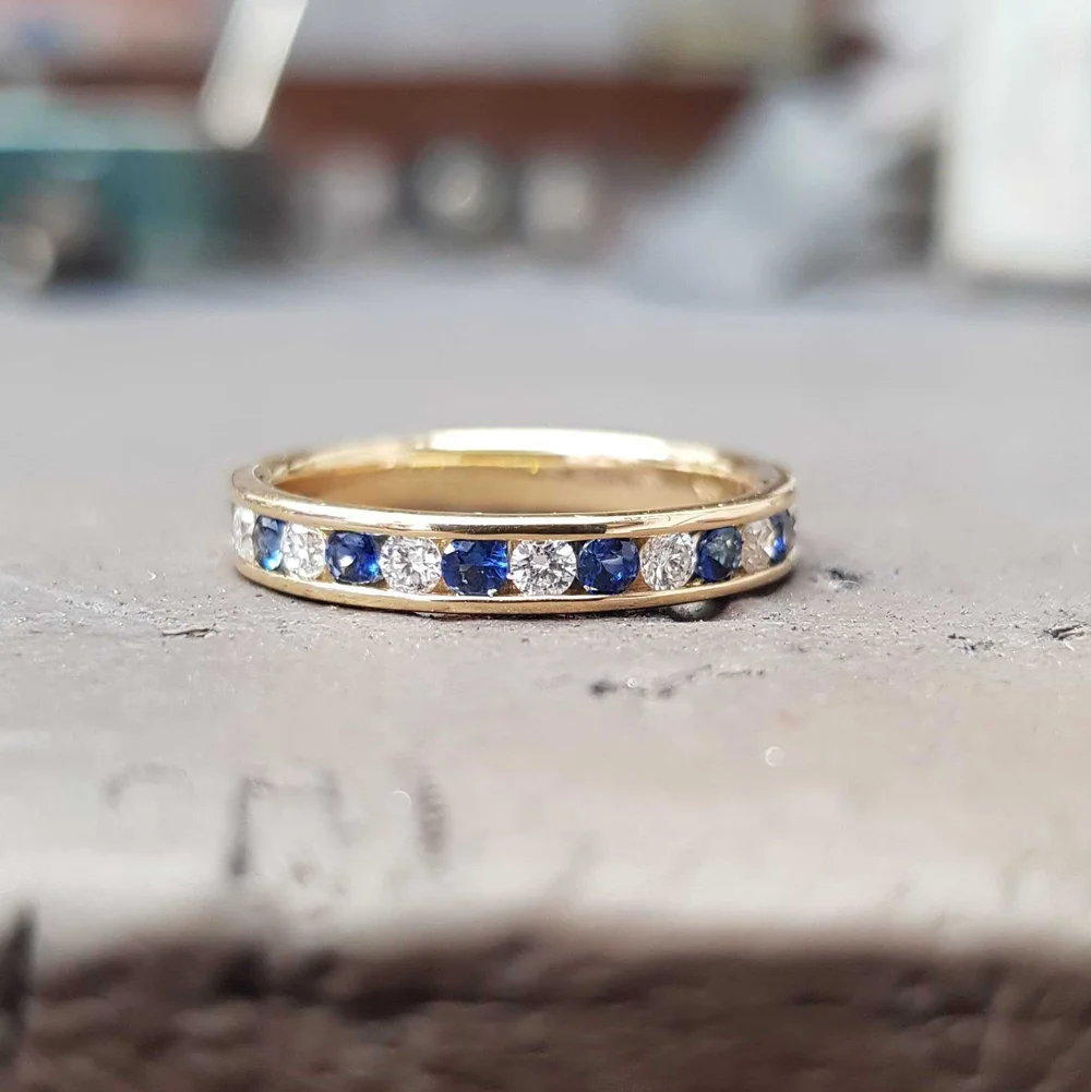 Simon Pure blue sapphire diamond eternity ring Simon Pure