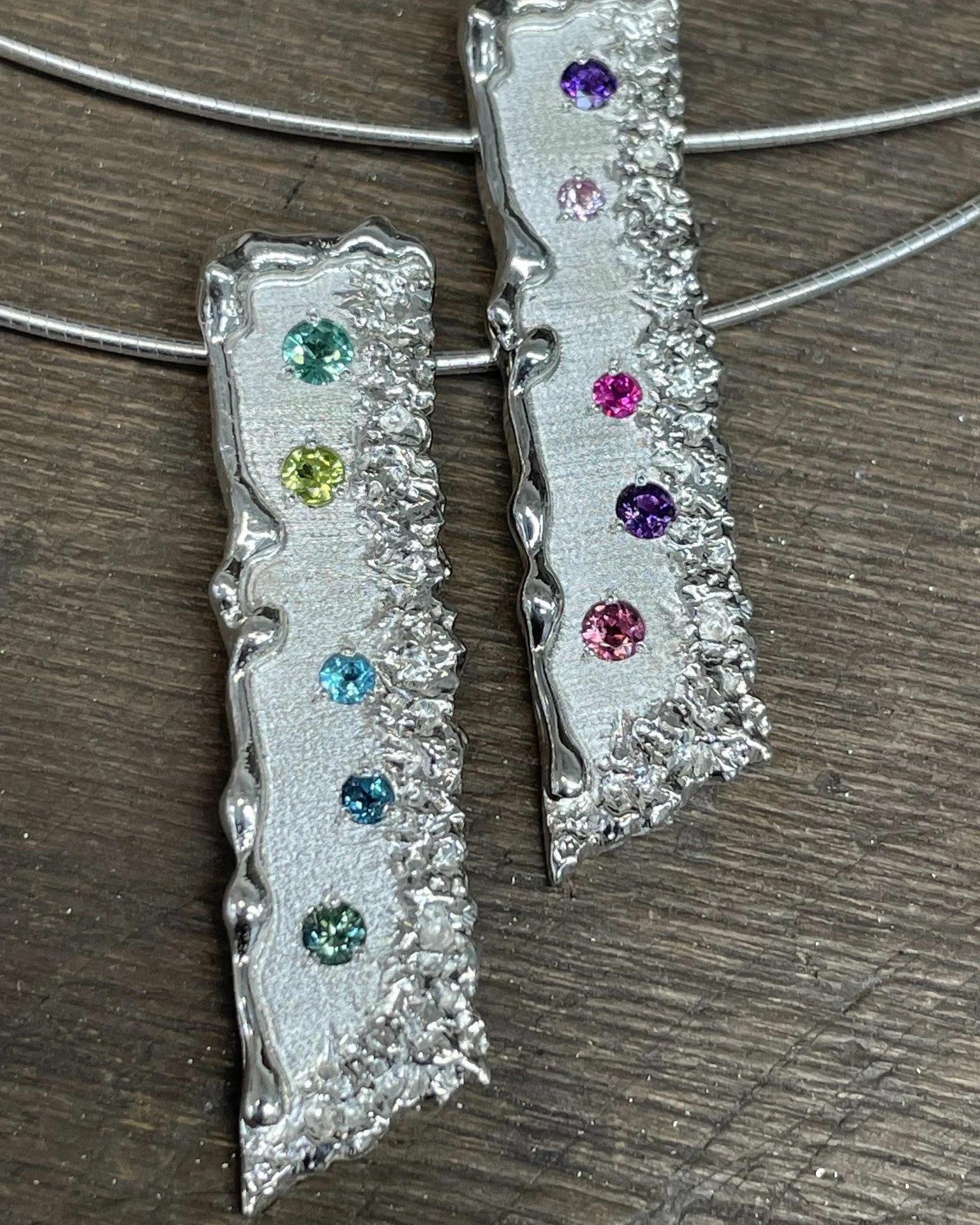 Crumble is one of our classic collections and we still love it! - Truly a stand out statement piece of jewellery.  We've made this pendant in countless different colours for customer commissions, but for the shop here we've made our classic pinks and