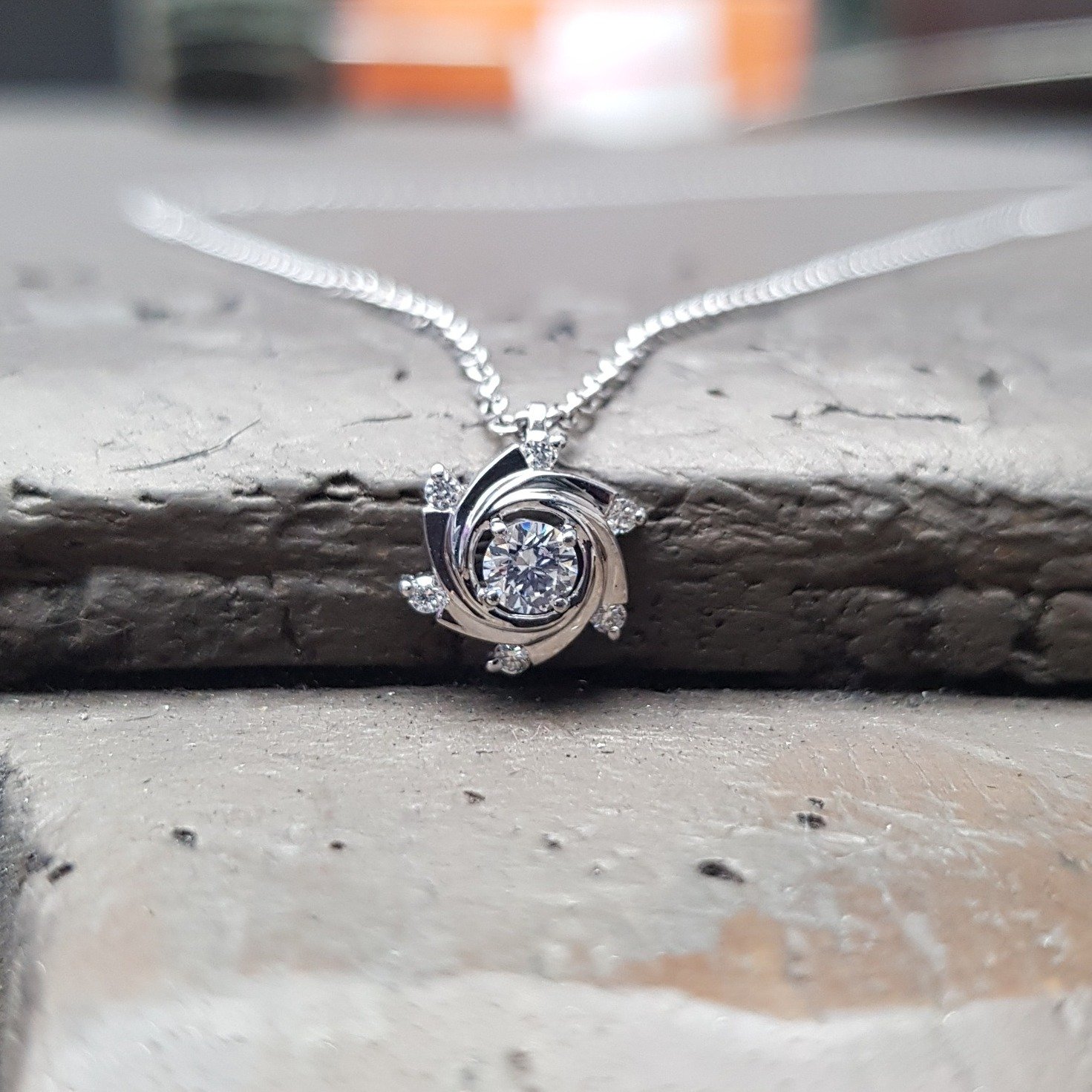 We've been making some mini's here in the workshop. The very first to grace the shelves is the Mini Aurora - and it is intensely sparkly!  A central 0.15cts diamond surrounded by a vortex of 18ct white gold topped with tiny diamonds to finish it all 