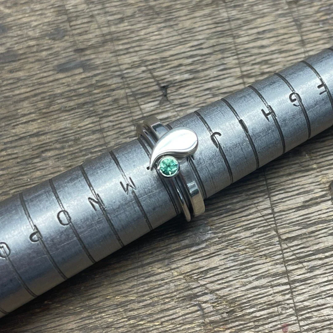 There's something amazingly pleasing about how our Elements Paisley ring just cradles around this mint green tourmaline Limelight ring. We didn't design these to go together, it's just rather a happy accident!  Doesn't this just add another level of 