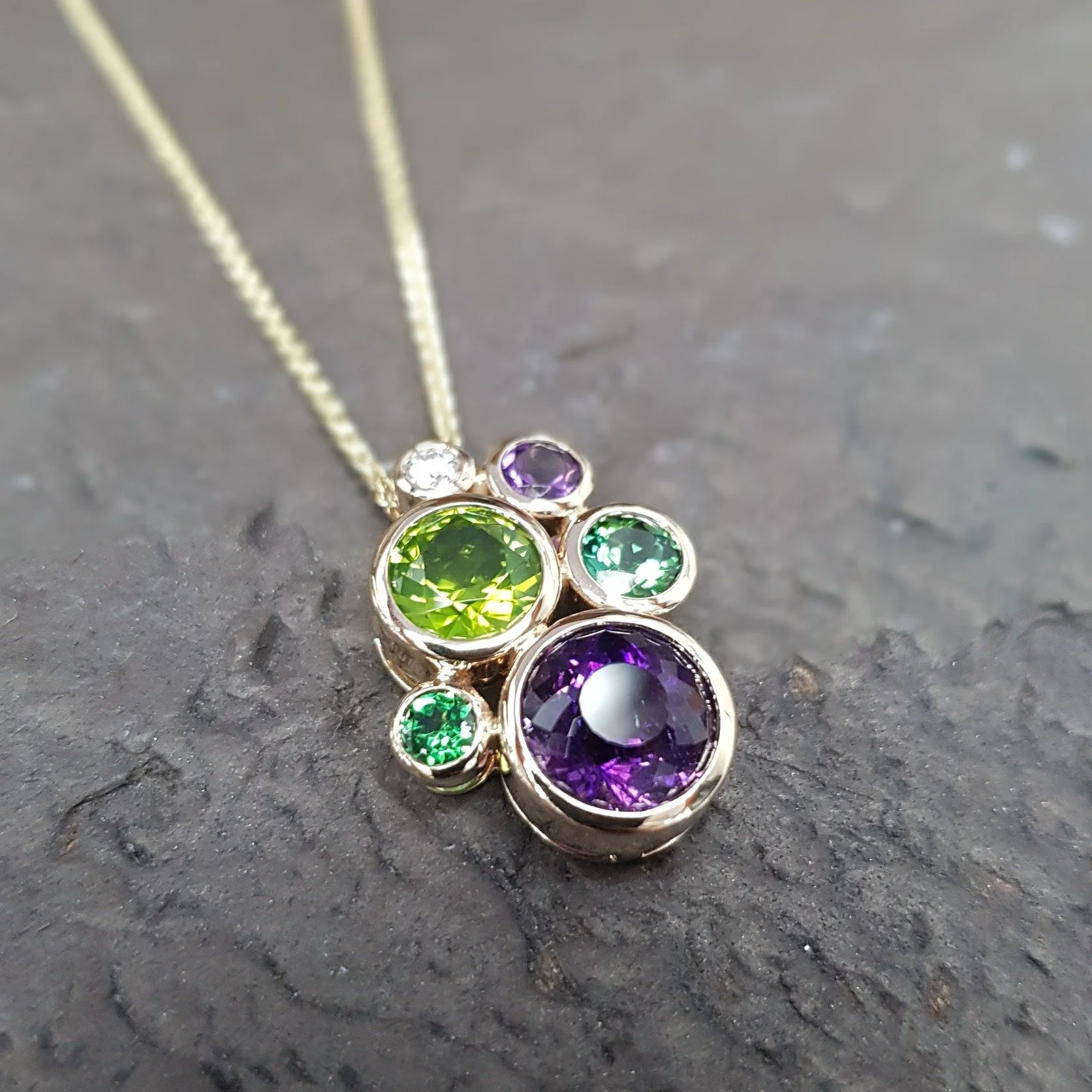 Lovely commission for our customer, using their own stones and a couple of extras we sourced for them - such a delightful, special piece. 

If you'd like us to make a bespoke piece for you, give us a call and book in to come and have a chat.