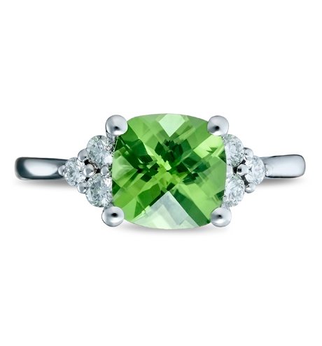 Peridot and diamond seven stone purity ring