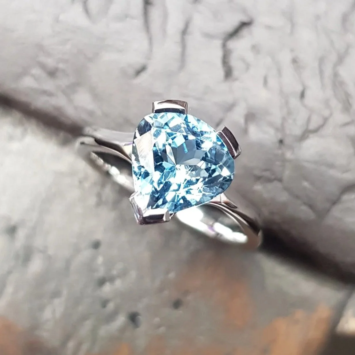 Unique Pear Aquamarine Ring