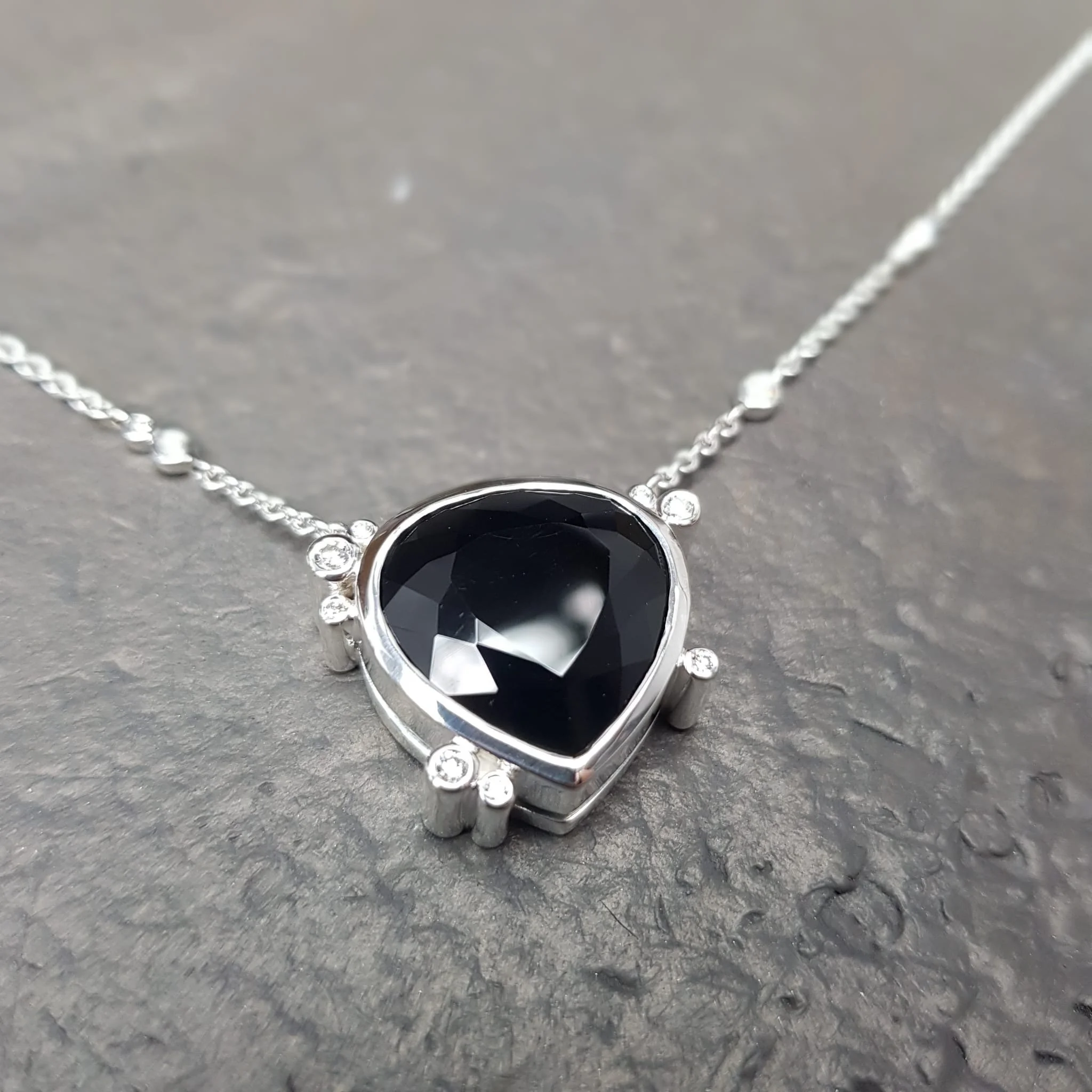 Unique Black Onyx & Diamond Bubble Pendant