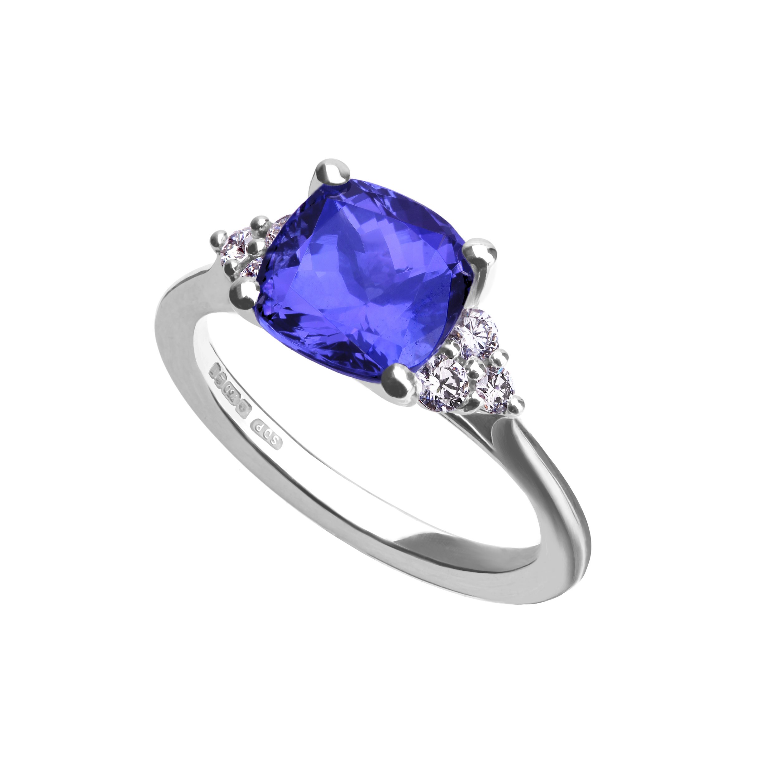 Tanzanite and diamond seven stone purity ring