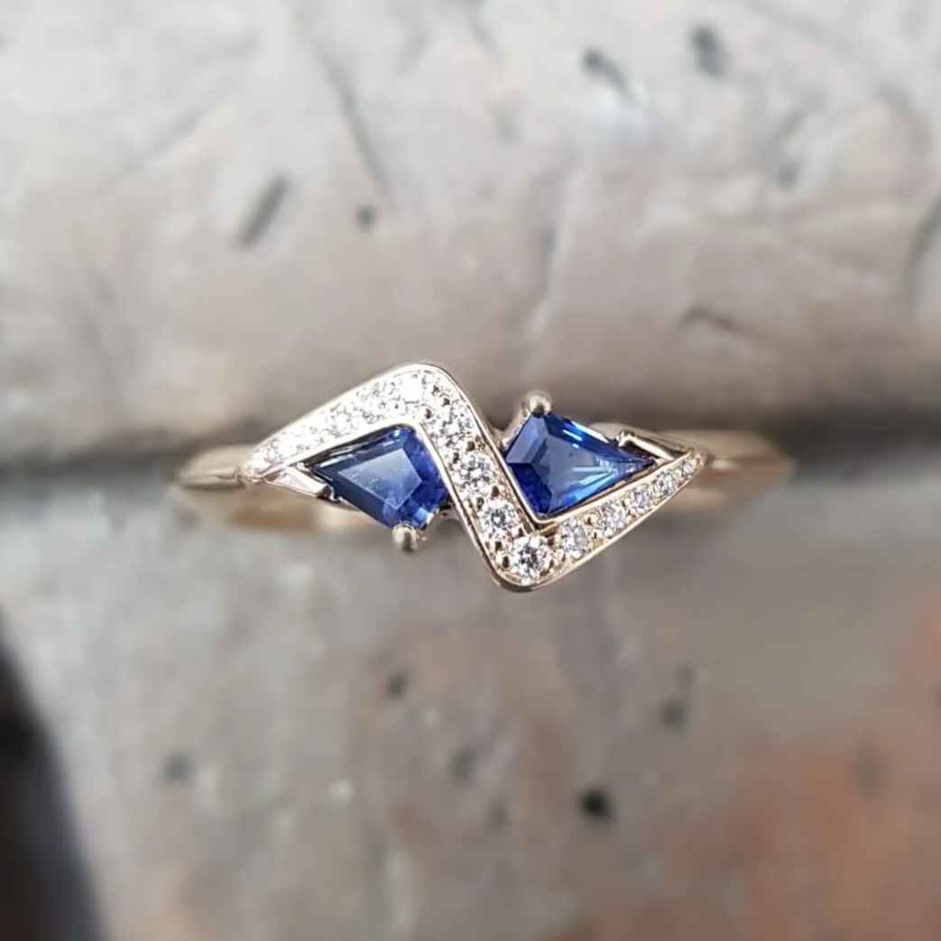 Unique Sapphire Lightning Ring
