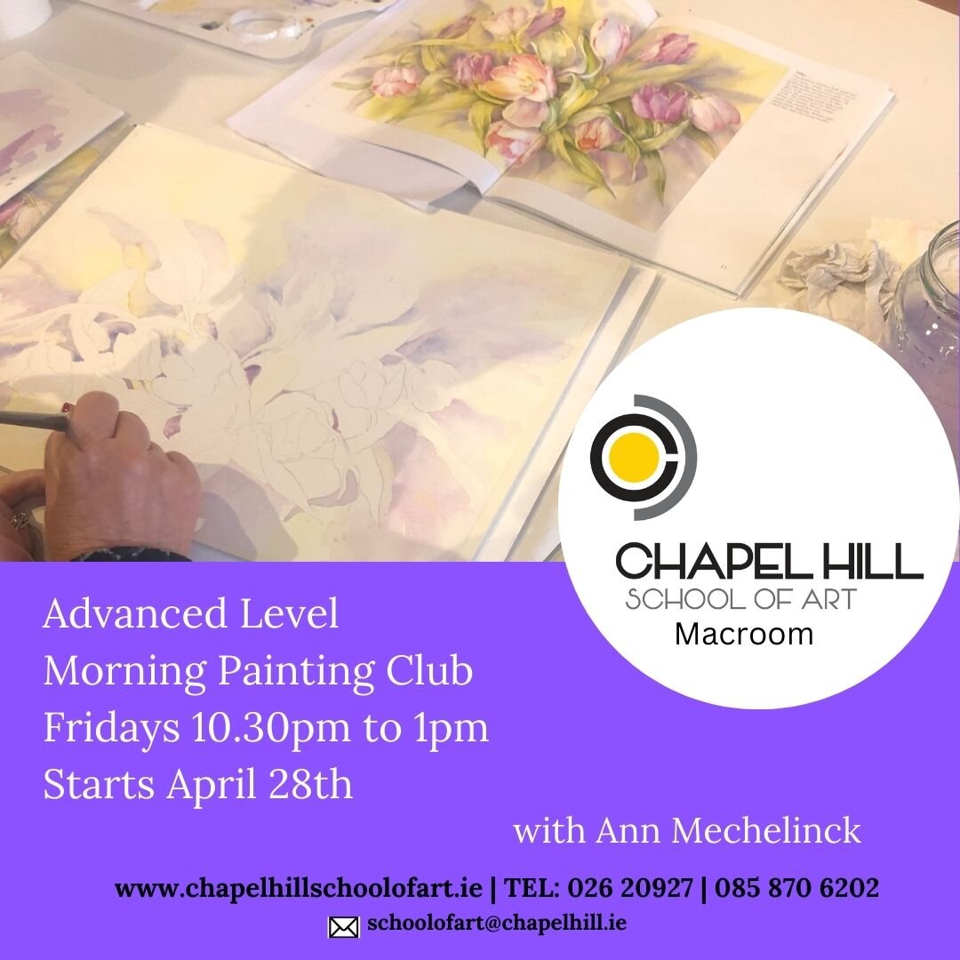 Advanced Painting with Ann Mechelinck

-Friday Mornings 
-8 Week Course 
-April 28th to June 16th
-&euro;160.00
.
.
.
.
.
Ann continues exploring the many facets of painting with a newly formed Chapel Hill Art Group. The group will be supported and e