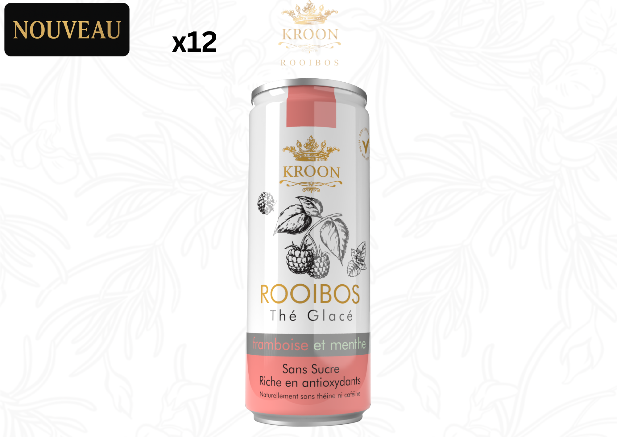 Kroon Thé Glacé   (Framboise et Menthe)  Pack de 12 en 25cl