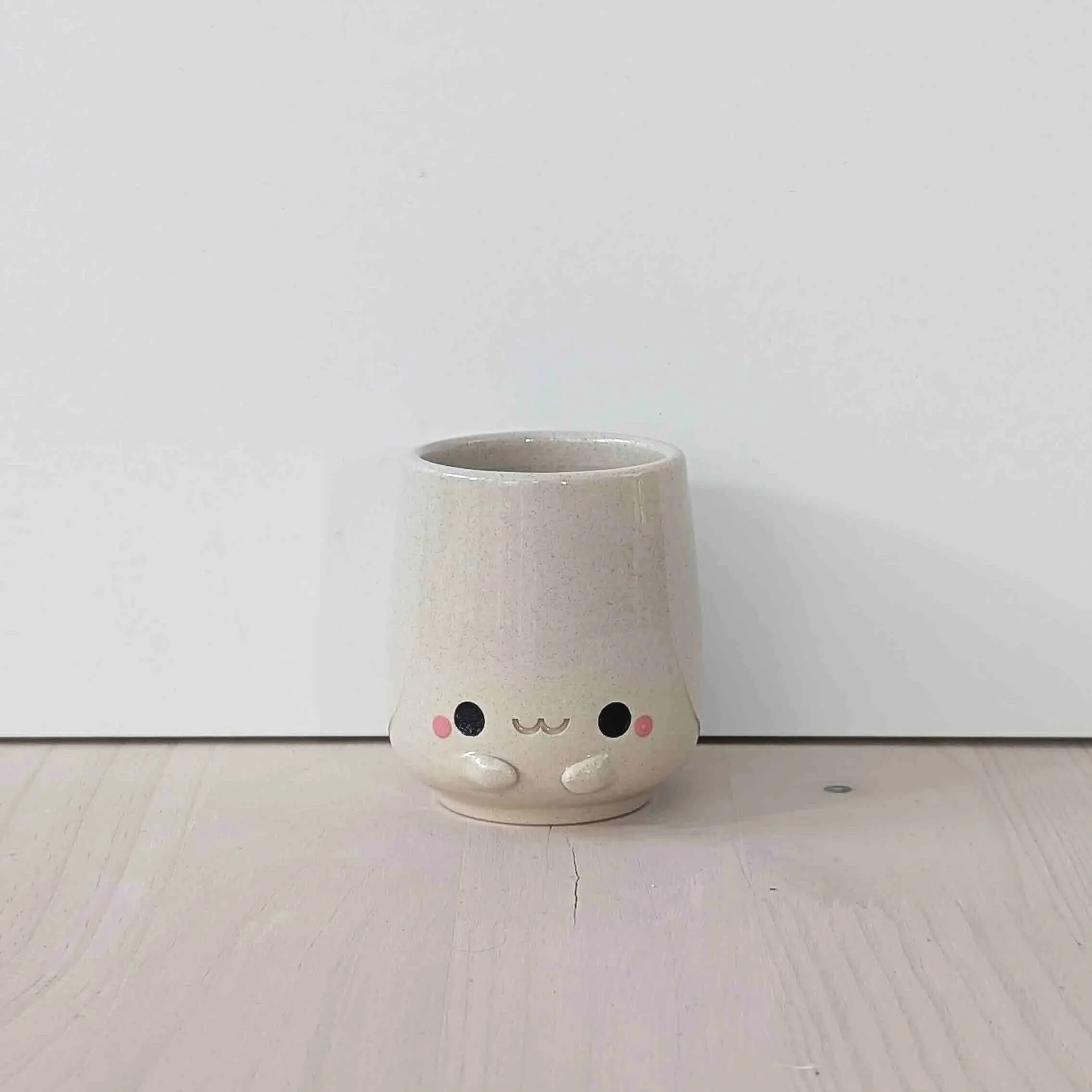 NEW ! Petite tasse happy face grès blanc