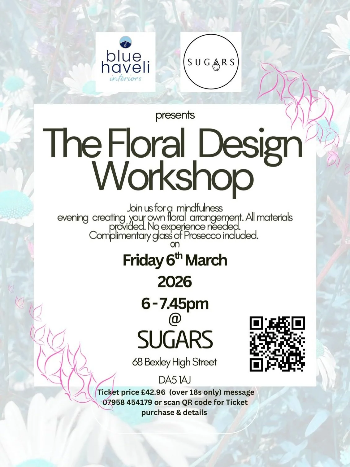 Come and join us for a masterclass in wellbeing floral design workshops. You will learn how to condition flowers, learn tips and how to arrange cut flowers and foliage in a low rise glass container for various events. 
Events take place on:
Friday 6t