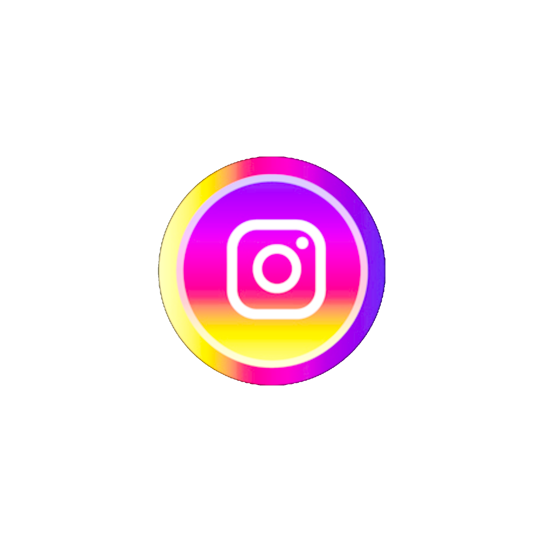 Instagram logo surrounded by a rainbow-colored circle, with a blurred background.