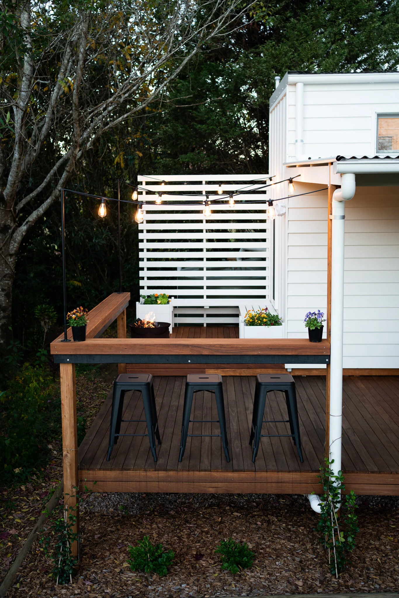 Deck around tiny home