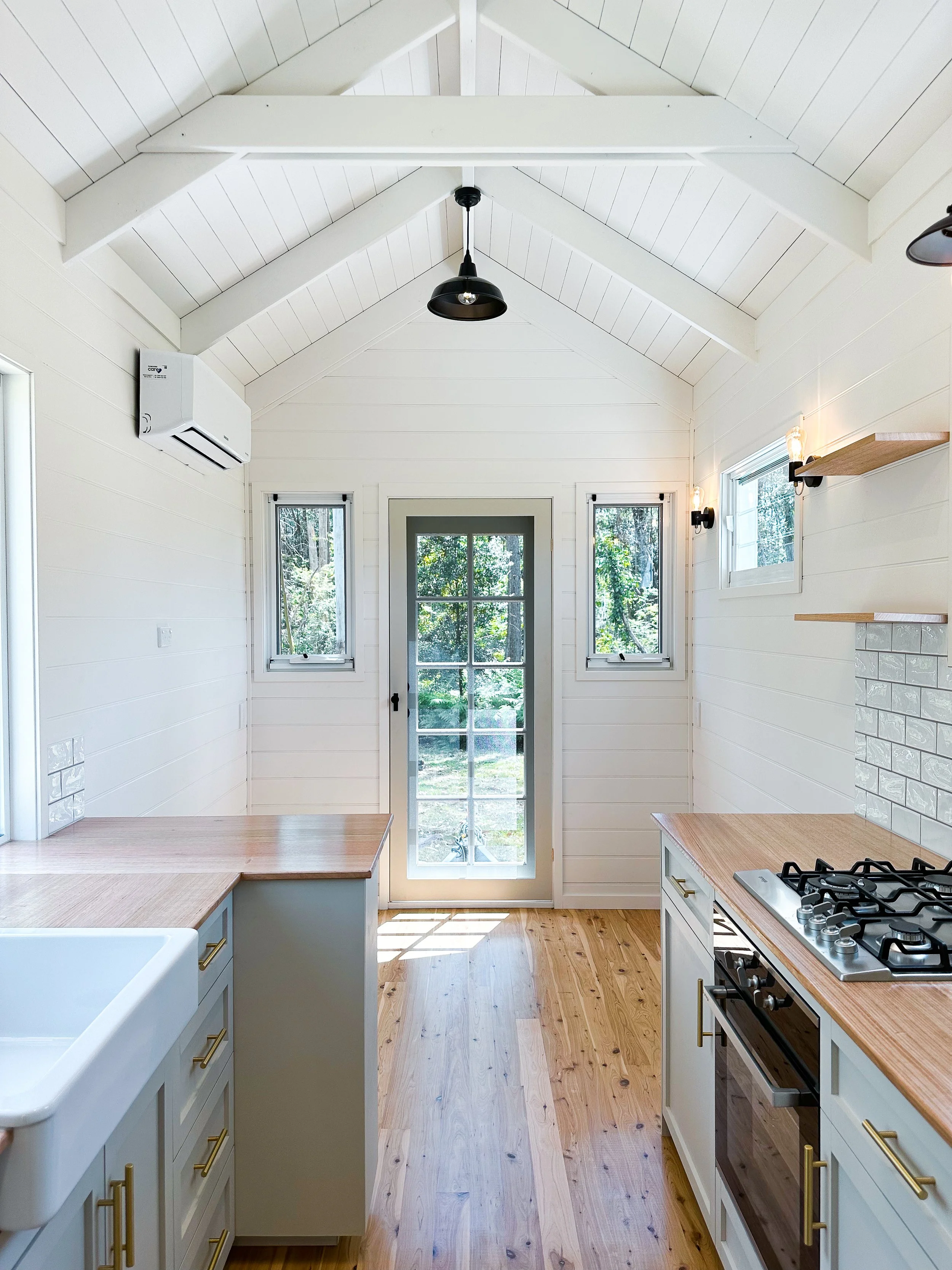 Tiny home with pitched roof
