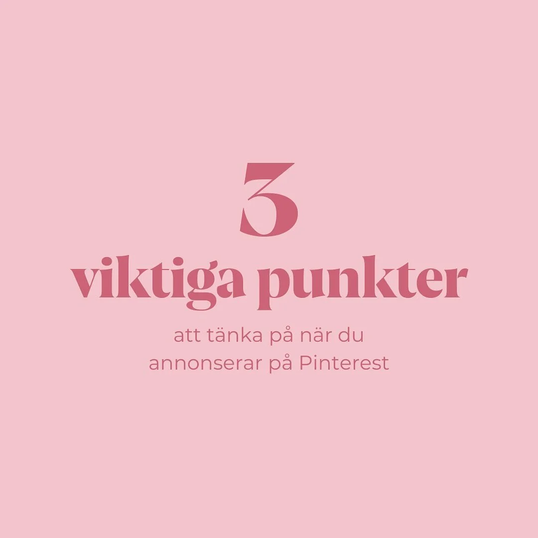 📌 3 viktiga punkter att t&auml;nka p&aring; n&auml;r du annonserar p&aring; Pinterest

🤔 K&ouml;r du Pinterest Ads f&ouml;r att &ouml;ka f&ouml;rs&auml;ljning av dina produkter? 

D&aring; &auml;r det h&auml;r inl&auml;gget f&ouml;r dig, l&auml;s v