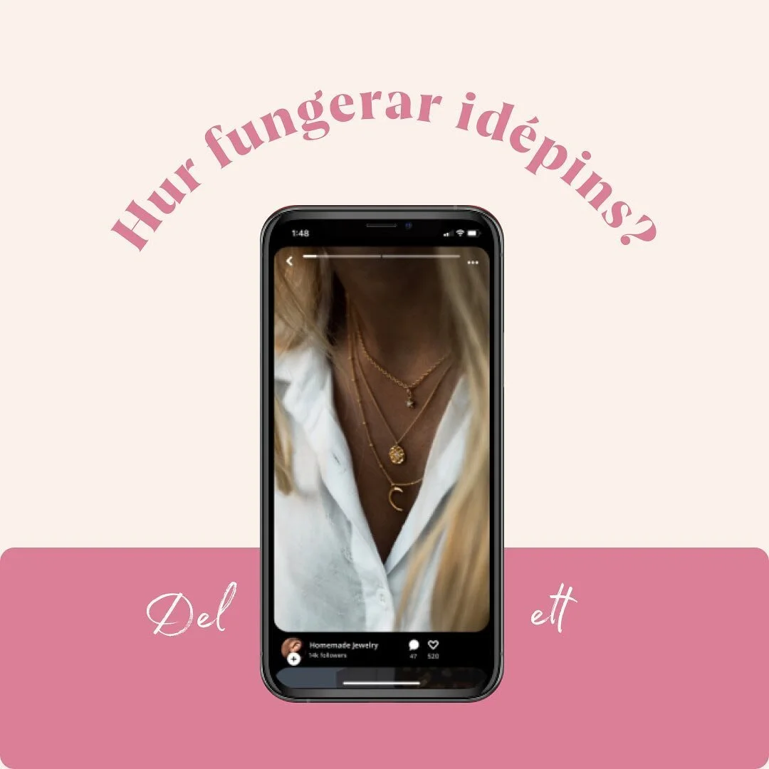 Hur fungerar id&egrave;pins? 💫 Del 1 

🤔 Kanske har du som &auml;r aktiv p&aring; Pinterest b&ouml;rjat se mer och mer pins i stories-format? 

Det &auml;r formatet id&egrave;pins som lyfts mycket p&aring; plattformen. 

Dessa pins skiljer sig lite
