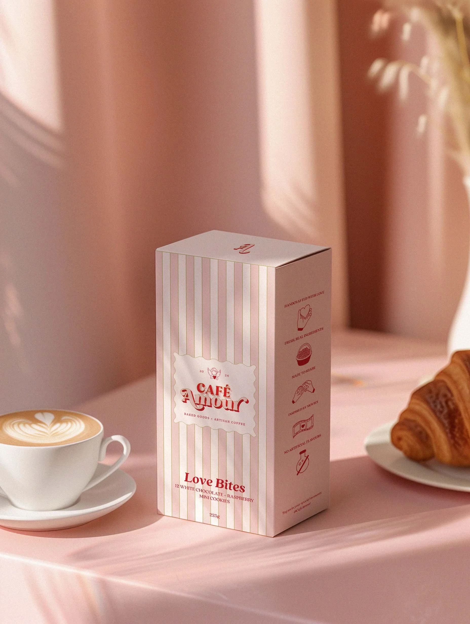 Cookie Box Mockup scene for Cafe Amour branding
