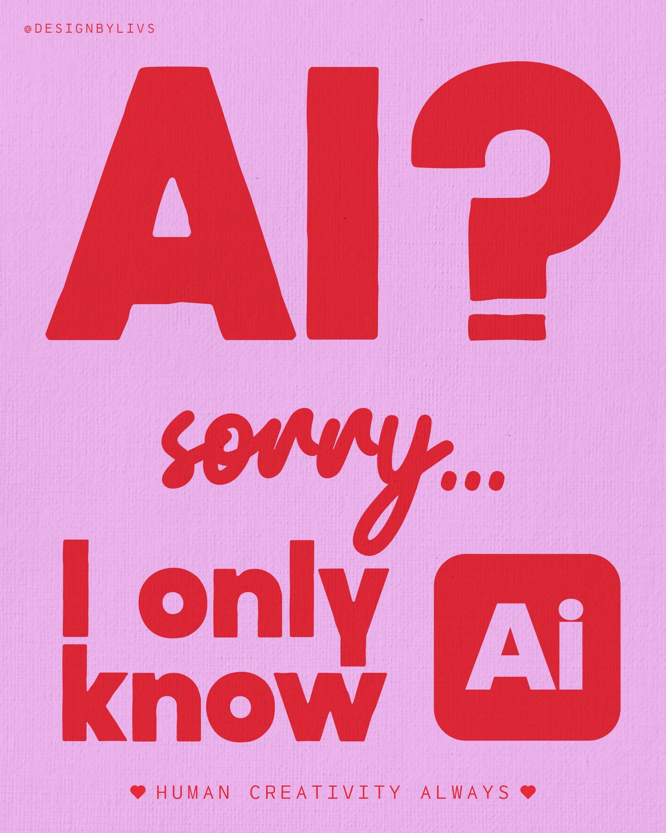I&rsquo;ll take human creativity anyday 💖

I don&rsquo;t have a total anti-ai stance.
I think there is some pretty great uses for it. I will occasionally use it to create mockups when presenting my work or to help me get my long ass emails more conc