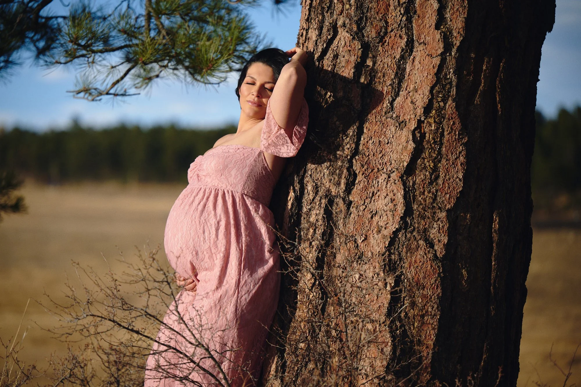 Jacqueline during her maternity session in an Evergreen meadow in Colorado.