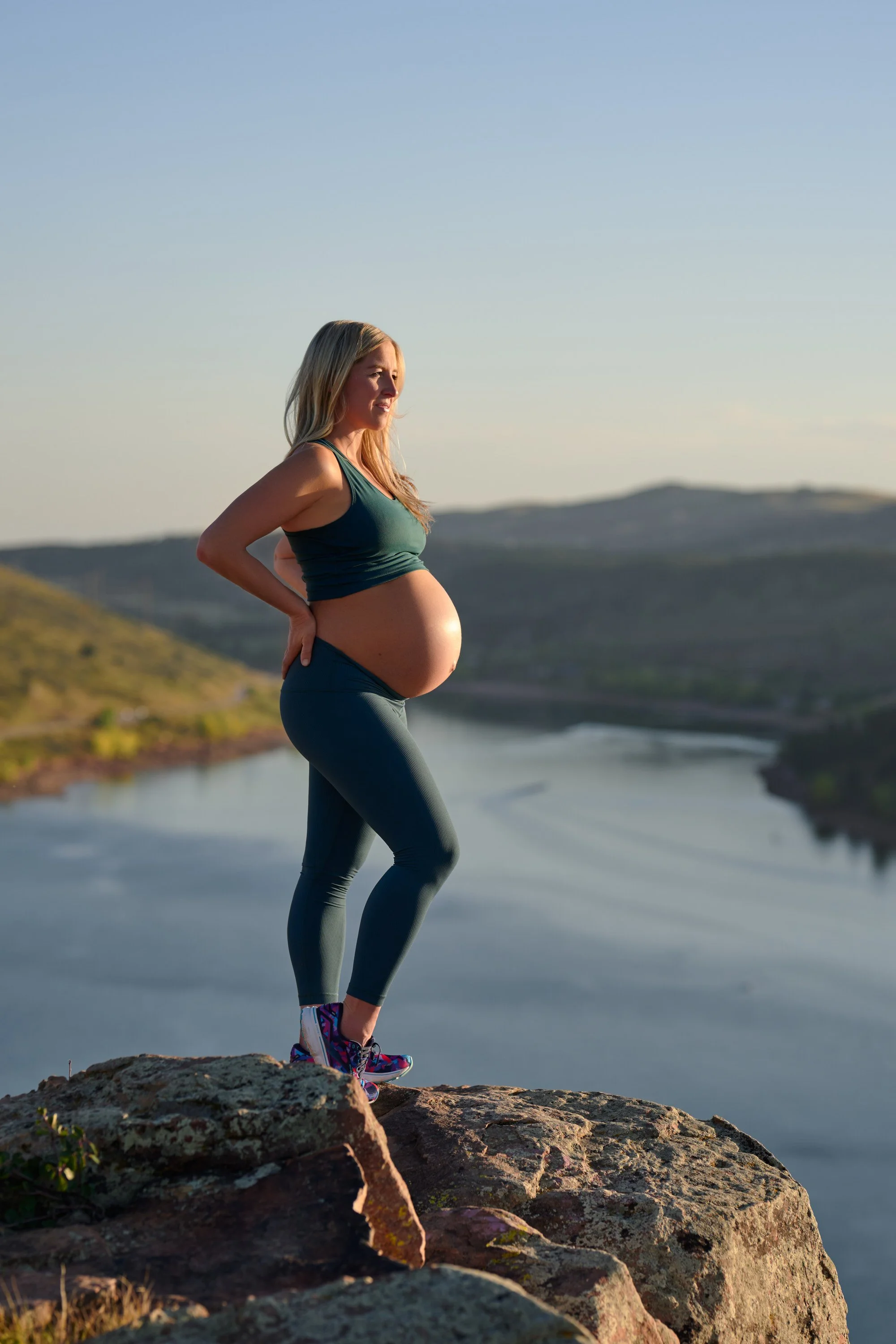 Anna during her maternity session at Horsetooth Reservoir near Fort Collins.