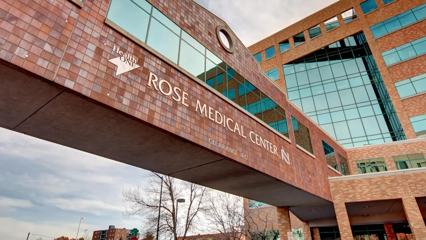 Best Birth Space winner, the brick exterior of a Denver hospital under a blue sky.