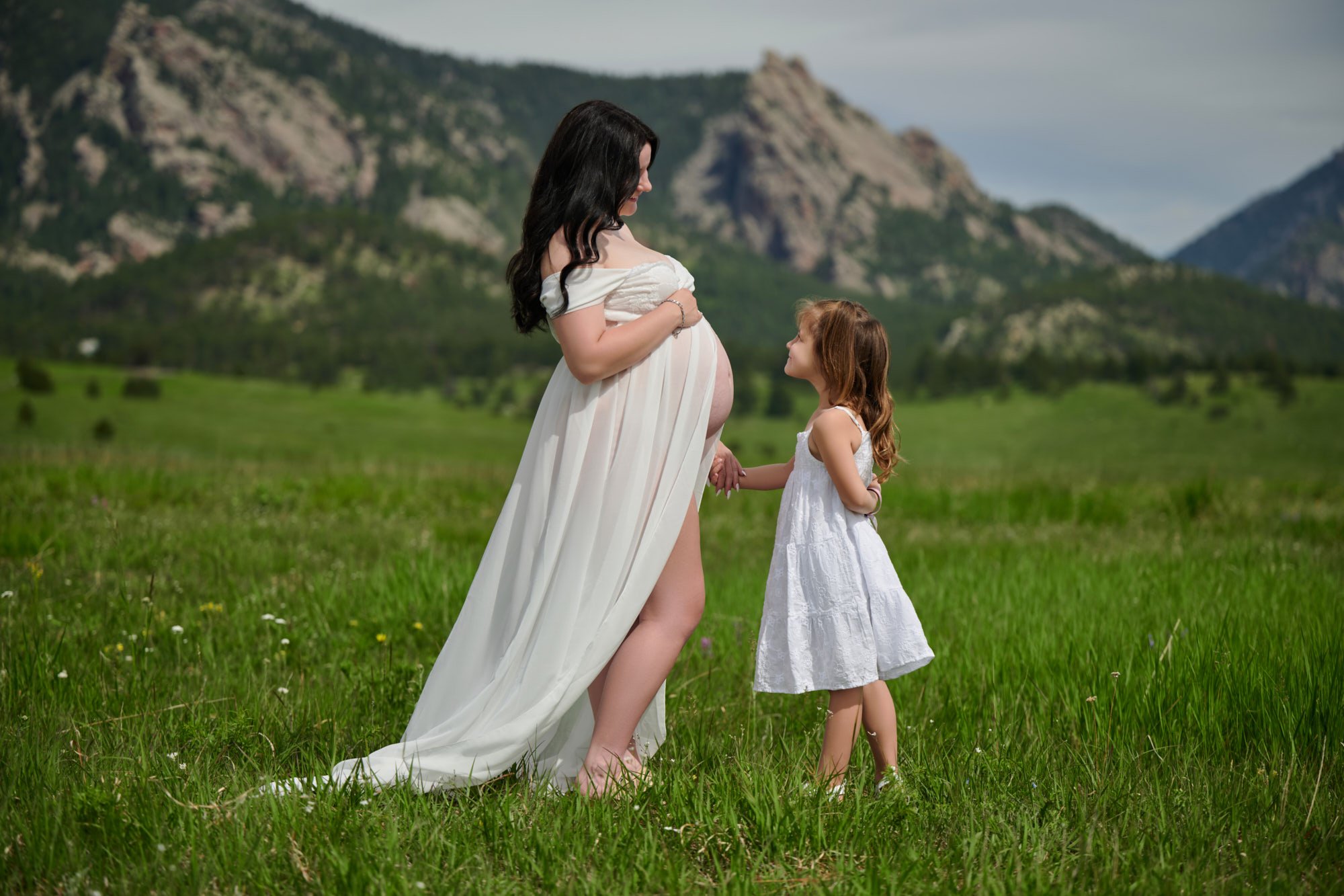 Breanna during her golden hour summer maternity session in Colorado.