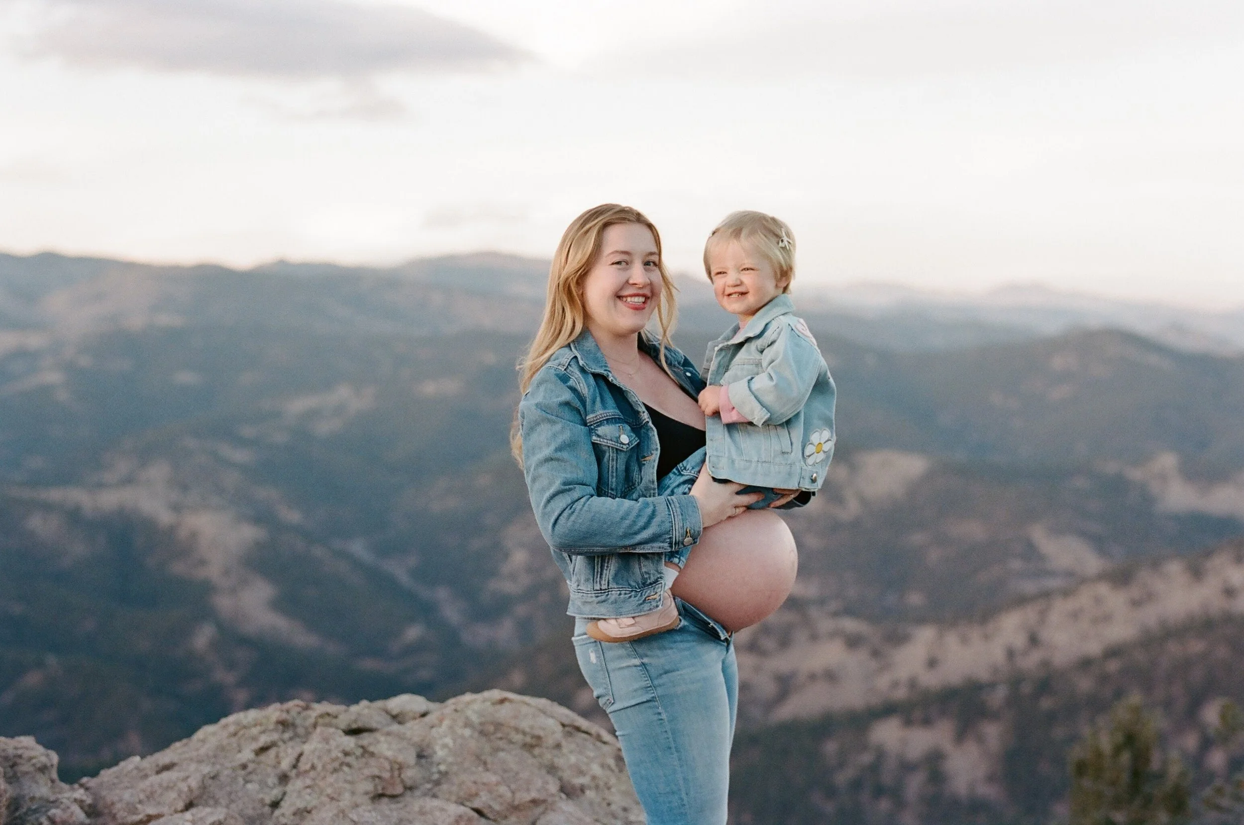 Carley during her winter maternity session photographed on film in Colorado.