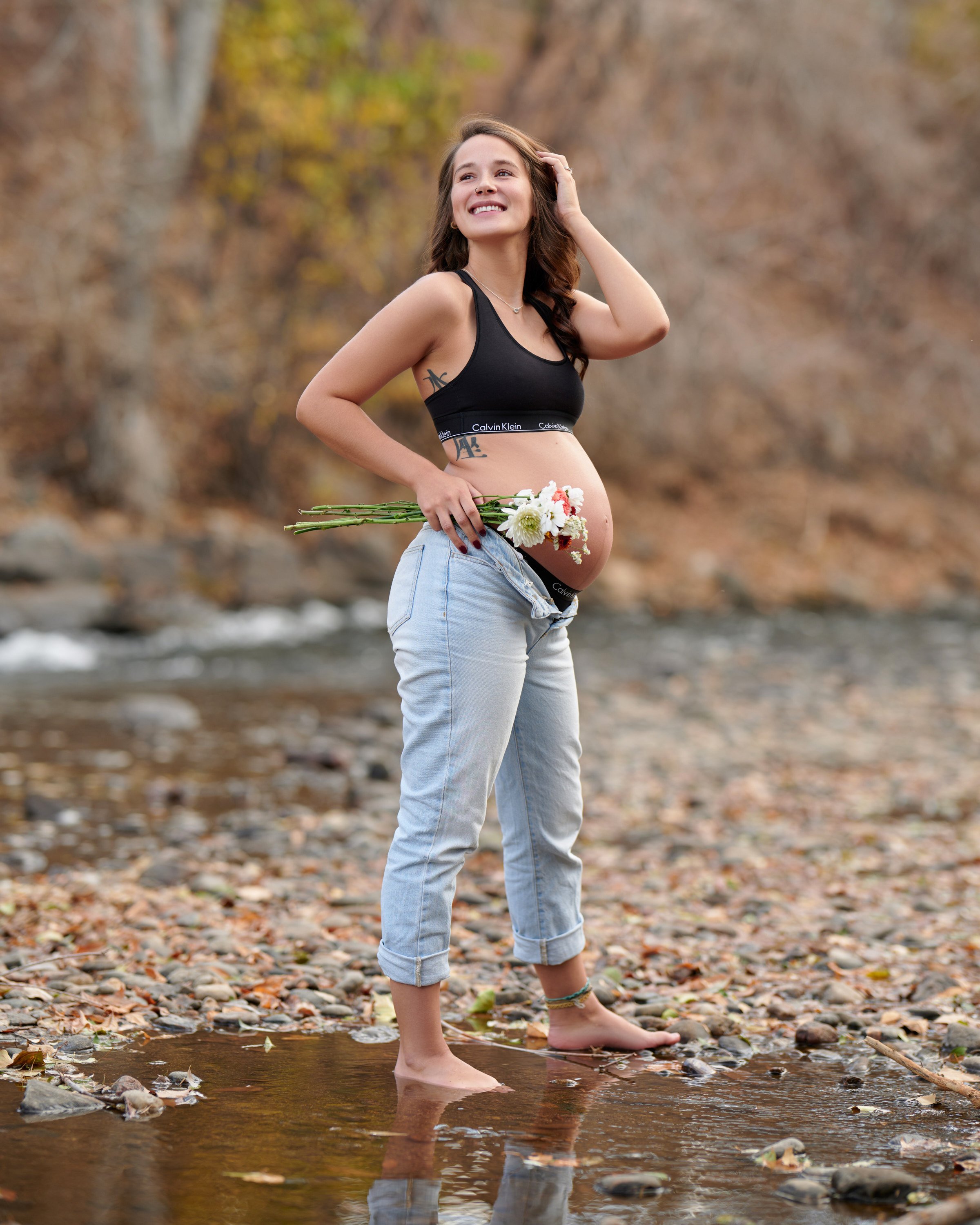Kiley during her water maternity session in Boulder Creek, Colorado.
