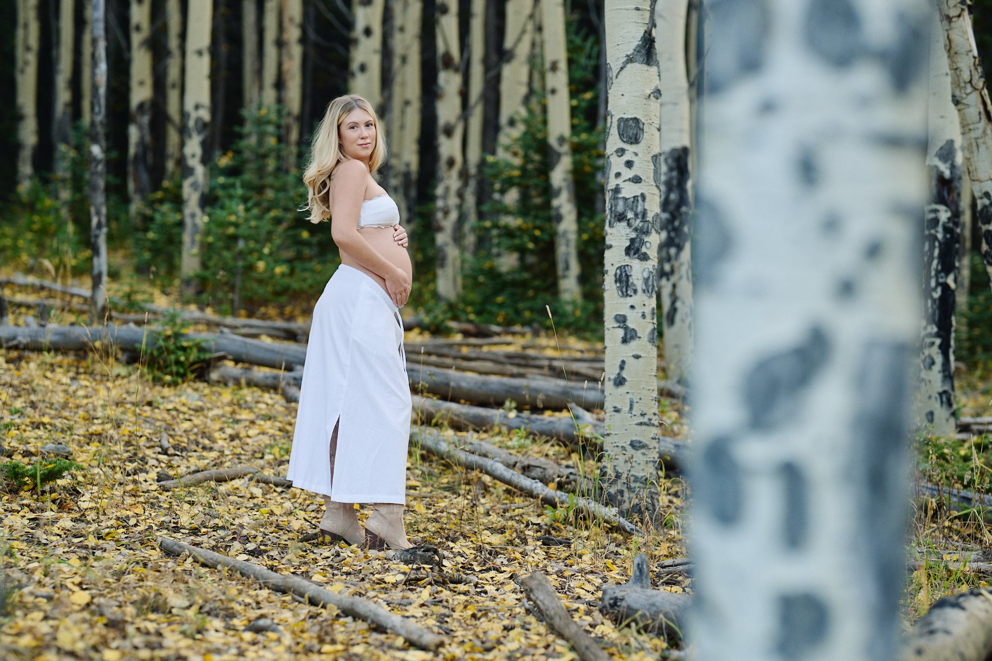 Savannah during her maternity session at Beaver Brook in the Colorado foothills.