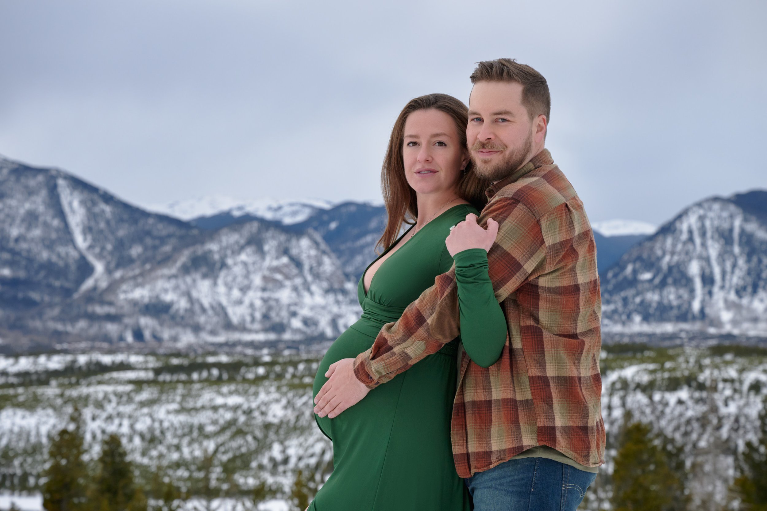 Vanessa at Sapphire Point Overlook in Summit County during her maternity session.