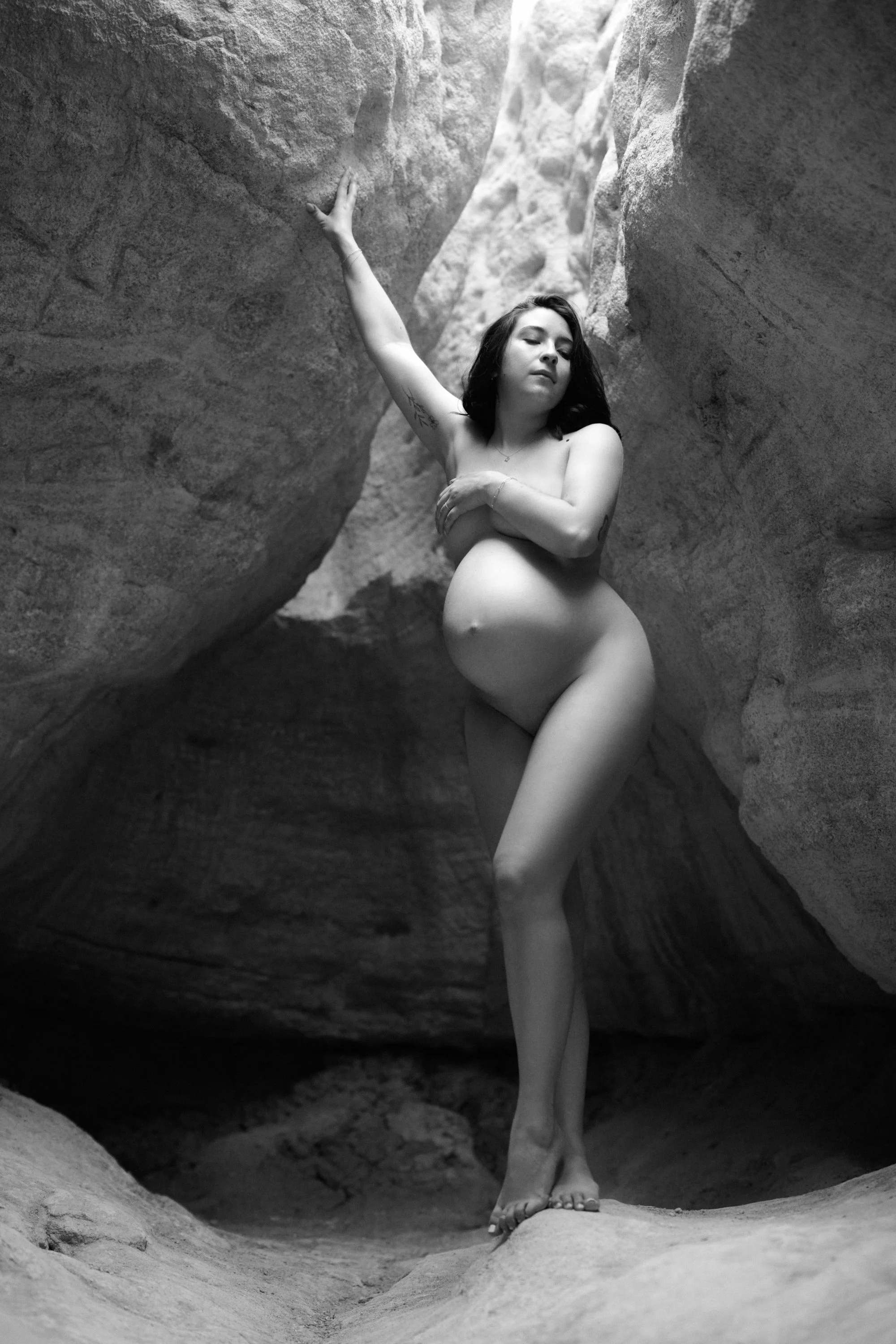 Maternity portrait among the rock formations at Paint Mines Interpretive Park.