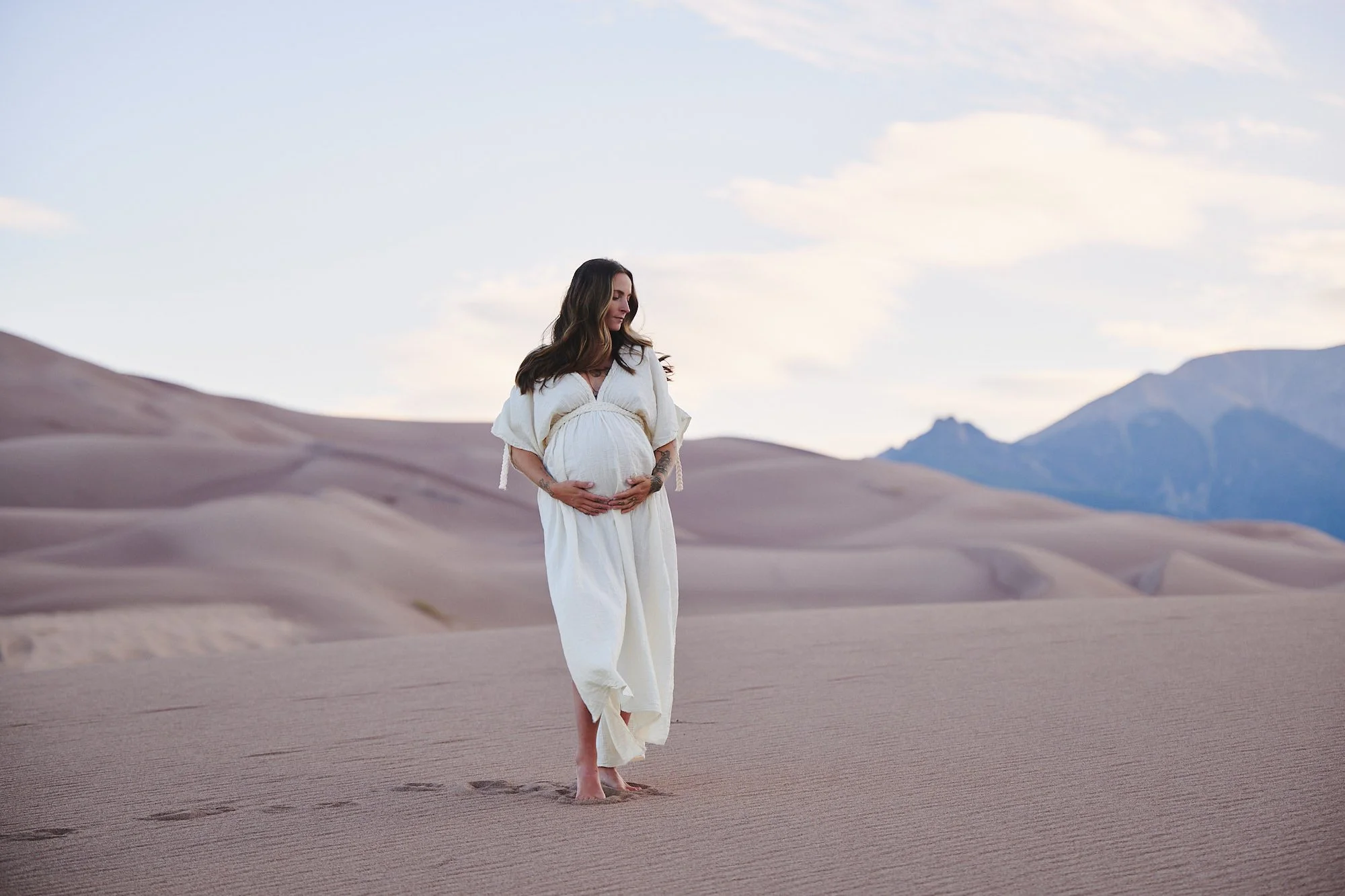 Paige at Great Sand Dunes National Park during her maternity session.