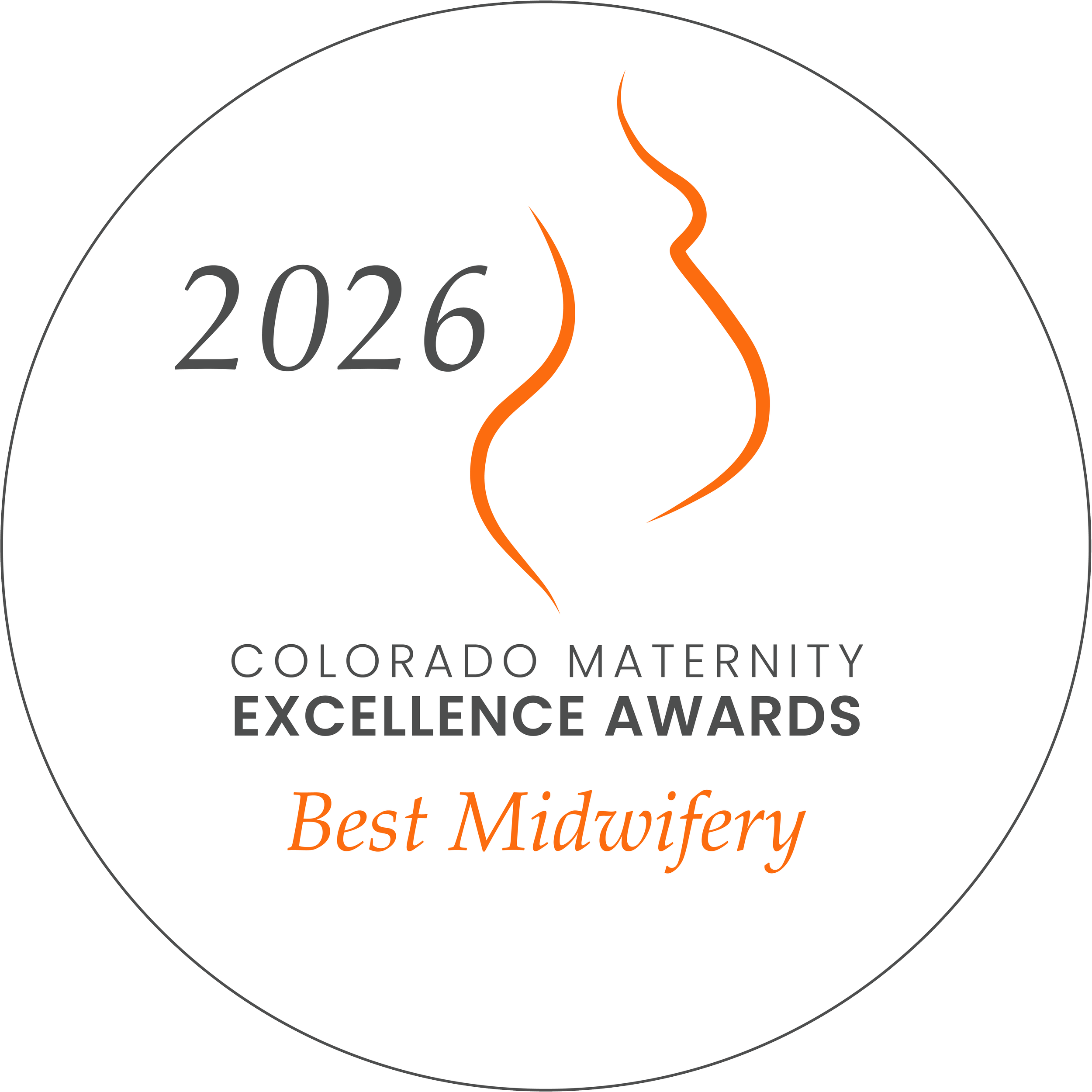 2026 Colorado Maternity Excellence Awards badge for Best Midwifery.