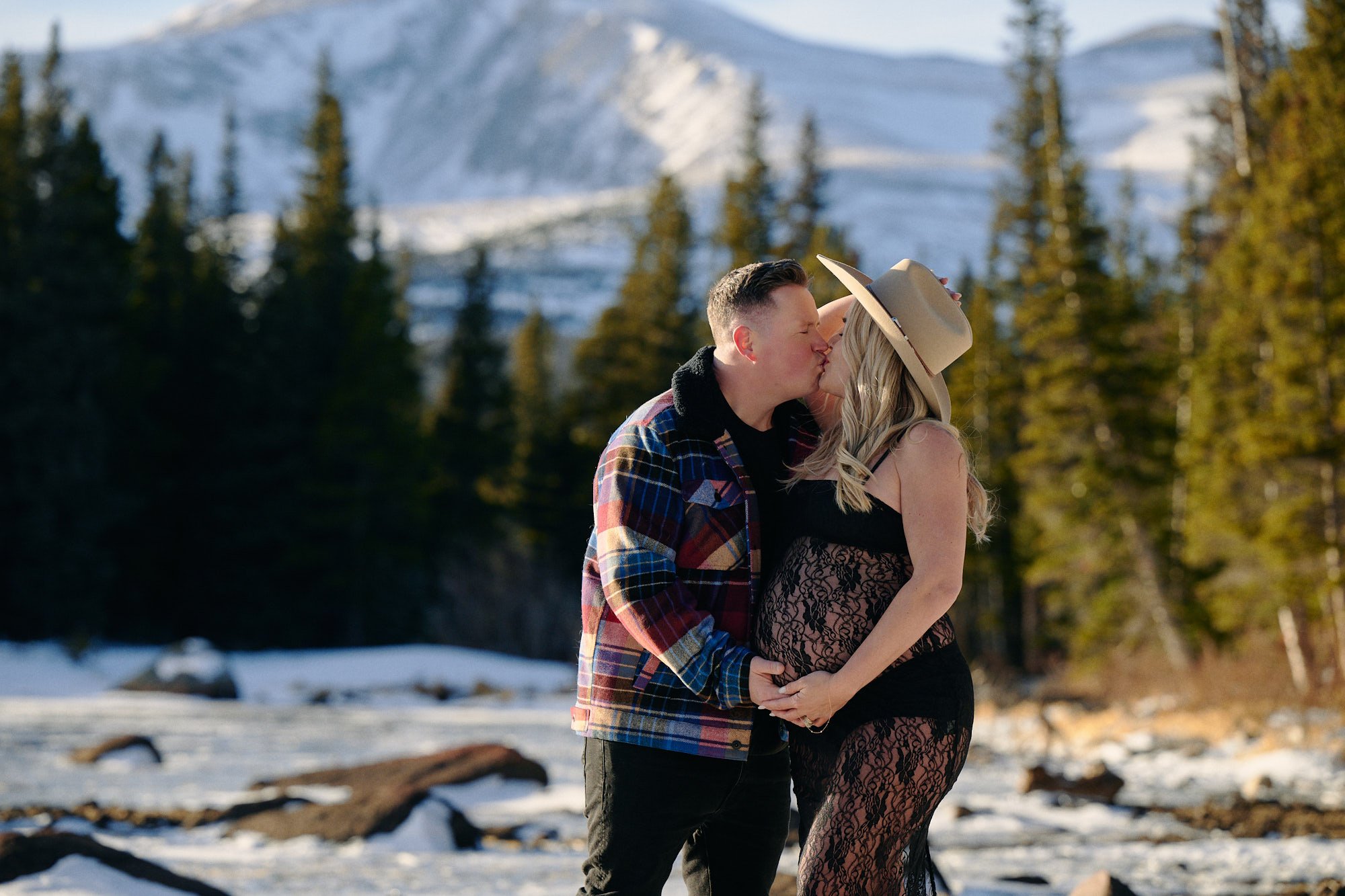 Kaitlin at Brainard Lake in the Indian Peaks Wilderness during her maternity session.
