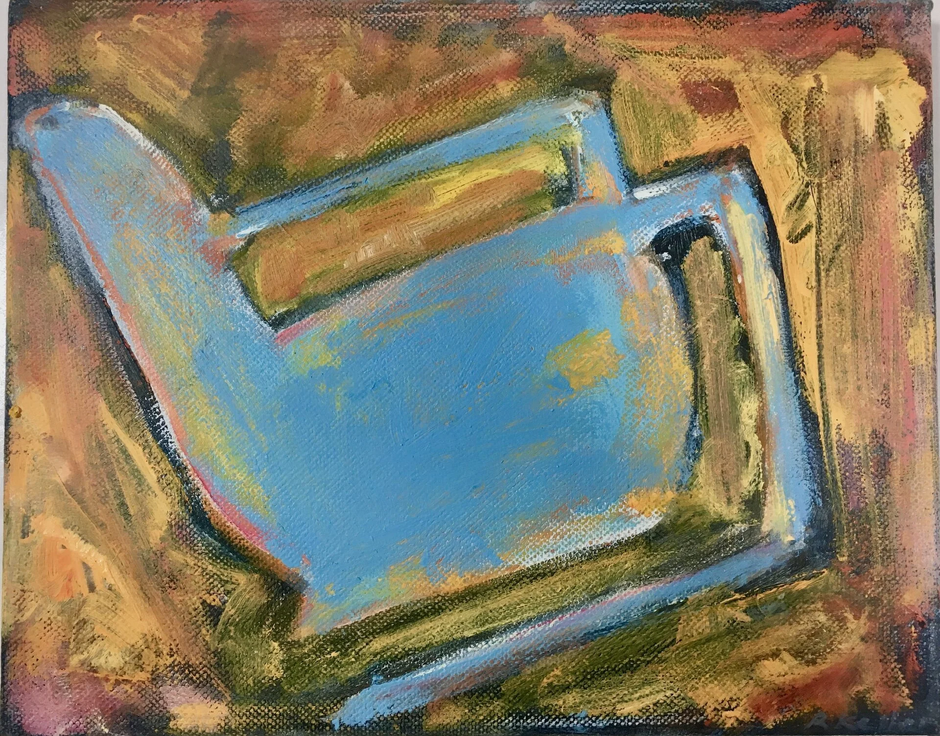The Blue Chair oil on canvas H 8" x  W 10"