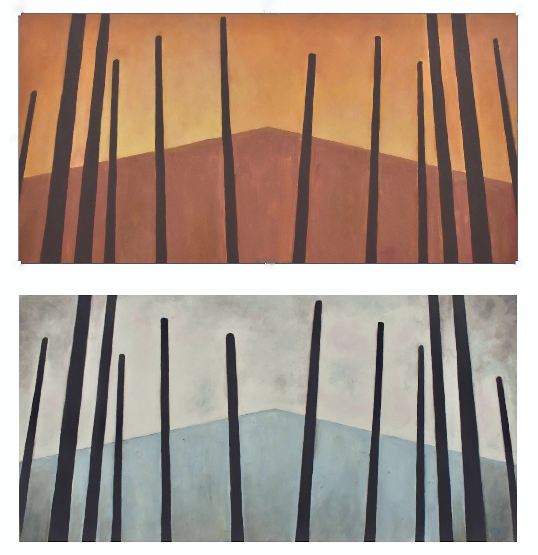 Diptych  Fire and Ice  12" x 24"  each panel  oil on panel