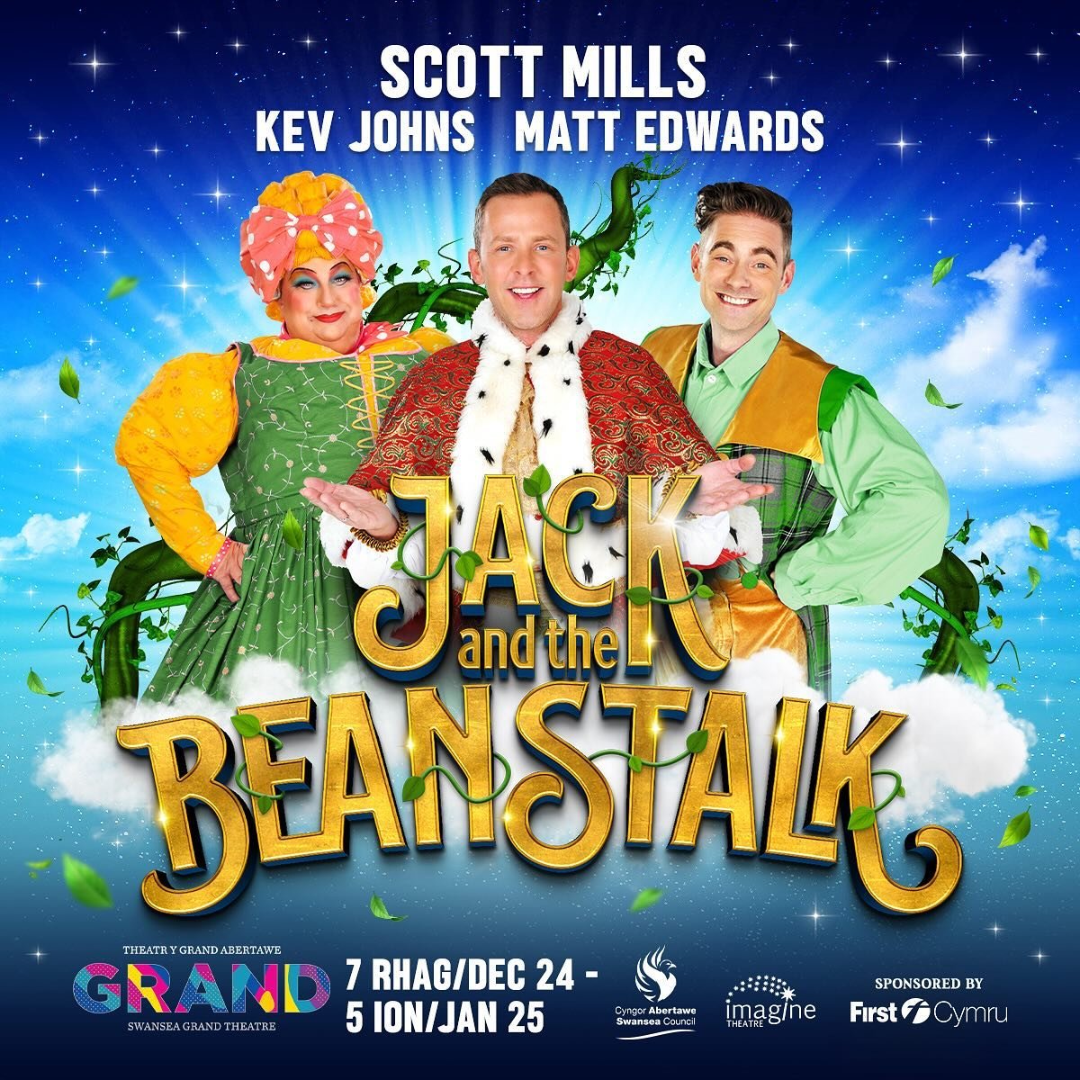 SCOTT MILLS will star in the magical pantomime Jack and the Beanstalk this Christmas at Swansea Grand Theatre, alongside previously announced Swansea legend Kev Johns and the hilarious Matt Edwards. Further and full casting to be announced soon. The 