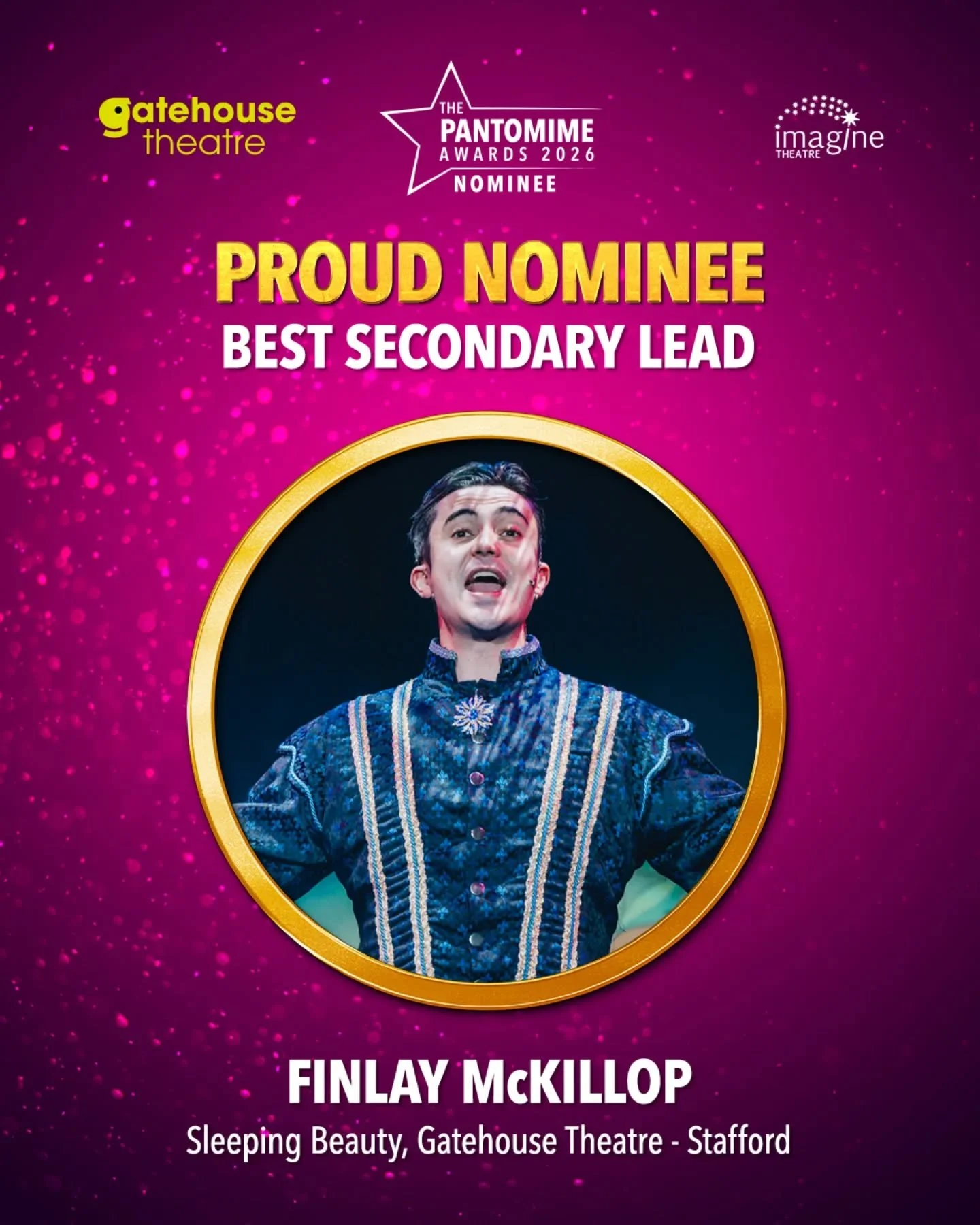 Finlay McKillop nominated for Best Secondary Lead for Sleeping Beauty at The Gatehouse in the @ukpantomime awards