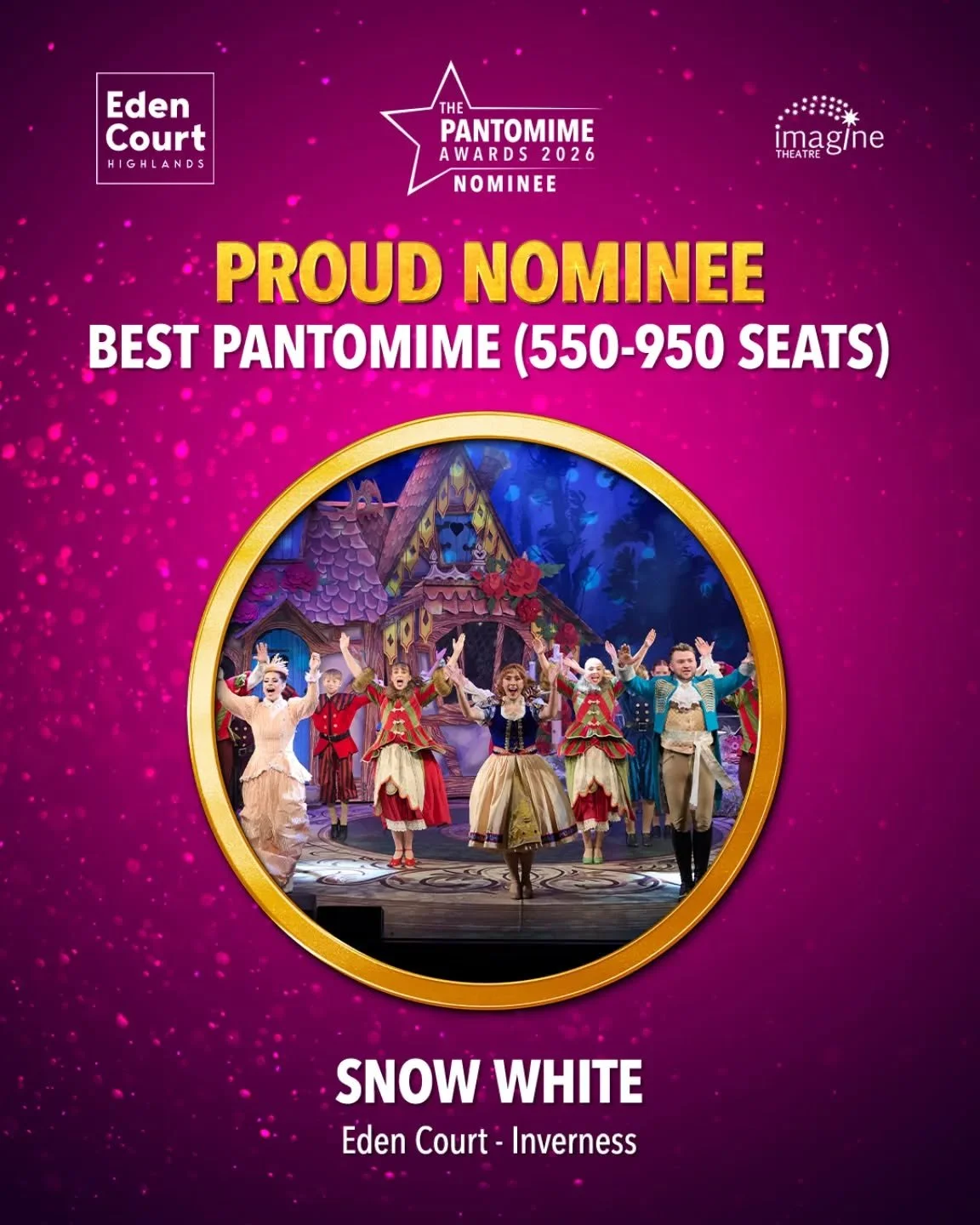 Snow White at Eden Court nominated for Best Panto (550-950 Seats) in the UK Pantomime Awards.
@ukpantomime