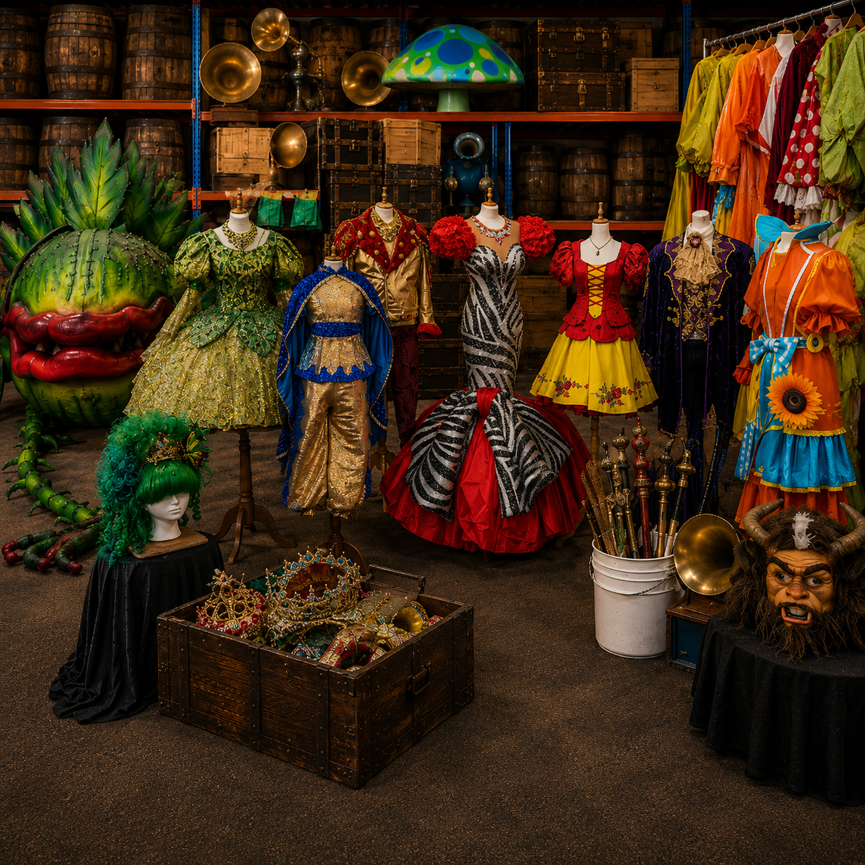 An image showing costumes and props from Imagine Theatres Hires Department