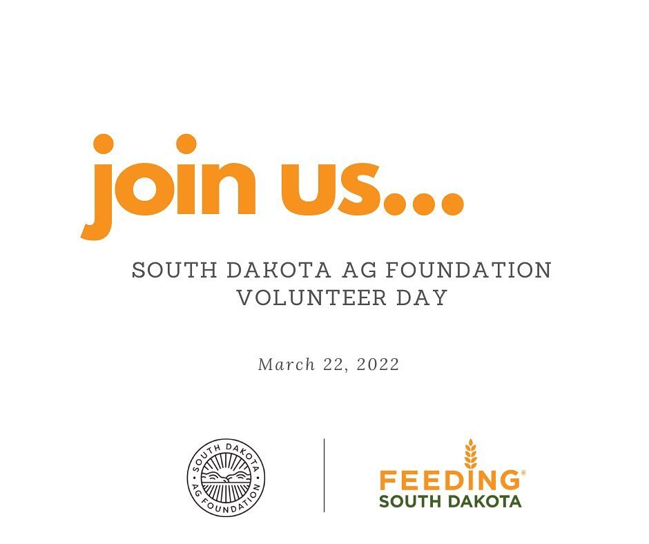 Today is the day! Join us in our collaboration with Feeding South Dakota to celebrate National Ag Week with our inaugural #VolunteerDay! 📦 🌽&nbsp;⁣
⁣
&nbsp;There&rsquo;s still time to volunteer! ⏳&nbsp;⁣
⁣
Meet us at the Feeding South Dakota Distri