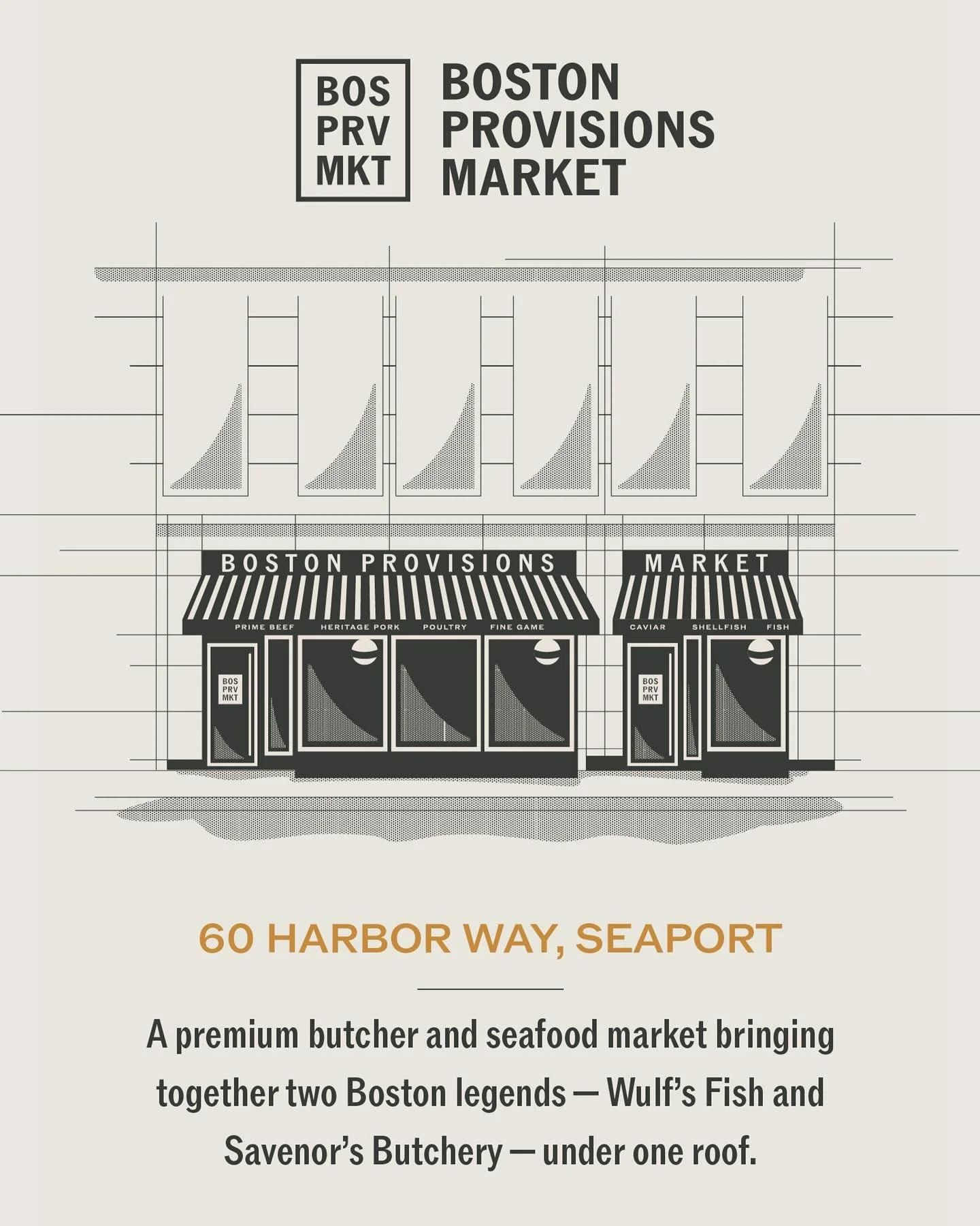 🌟 New Work for Boston Provisions Market. A Premium butcher and seafood market bringing together two Boston legends @wulfsfish and @savenorsbutchery - under one striped awning in the Seaport. Where the chef&rsquo;s go!