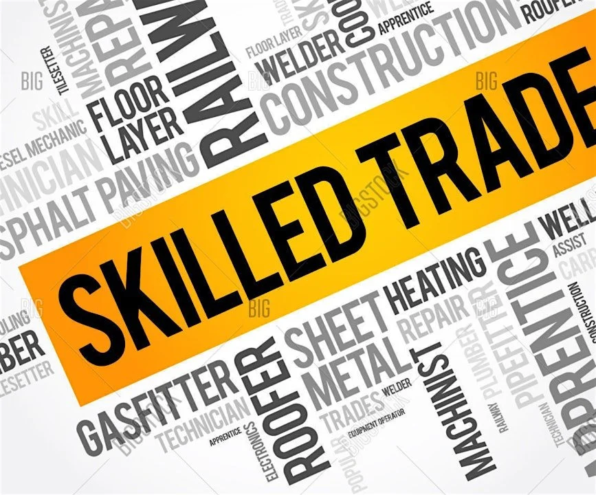 Word Cloud graphic with terms related to skilled trades