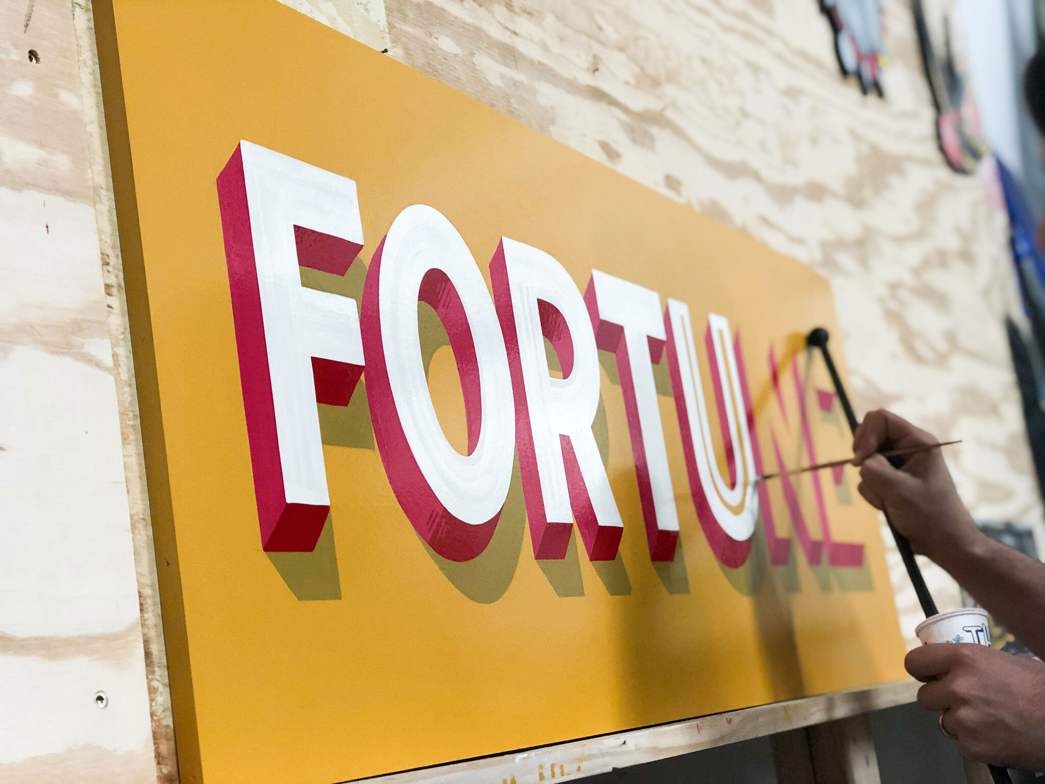 hand painted sign "fortune" 