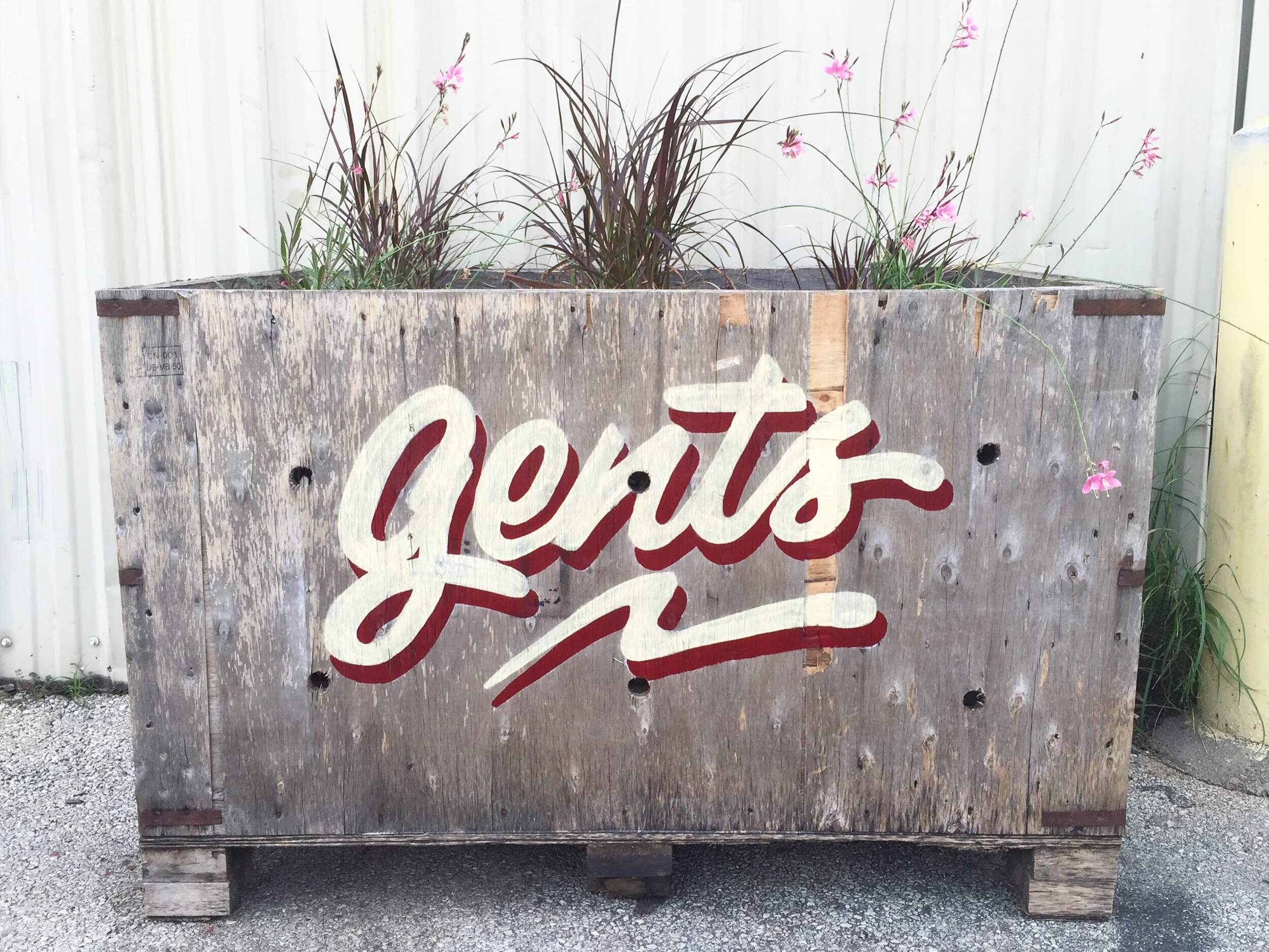 hand painted sign "gents" 